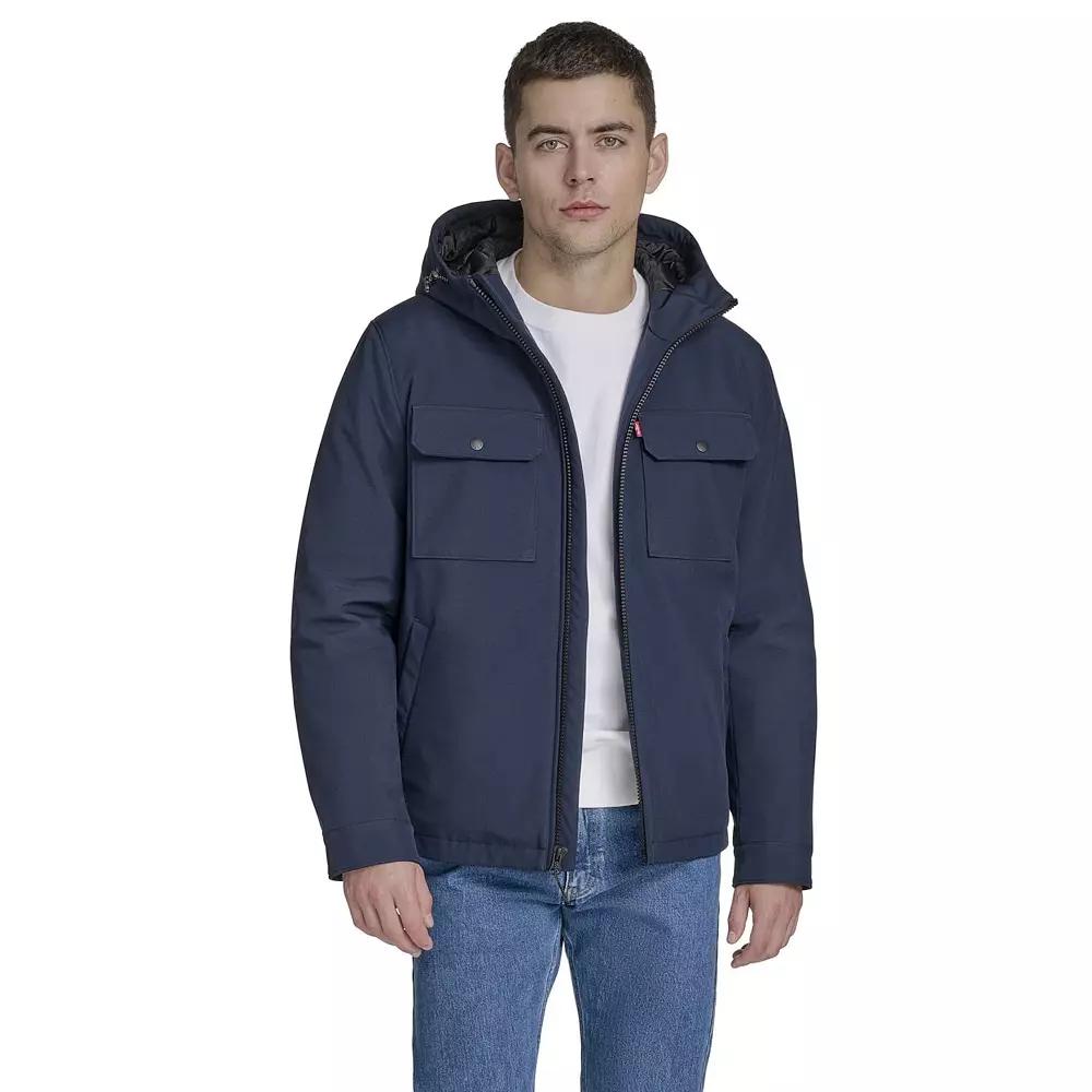 Men's Levi's® Soft Shell Quilt Lined Hooded Storm Coat,  Product Image