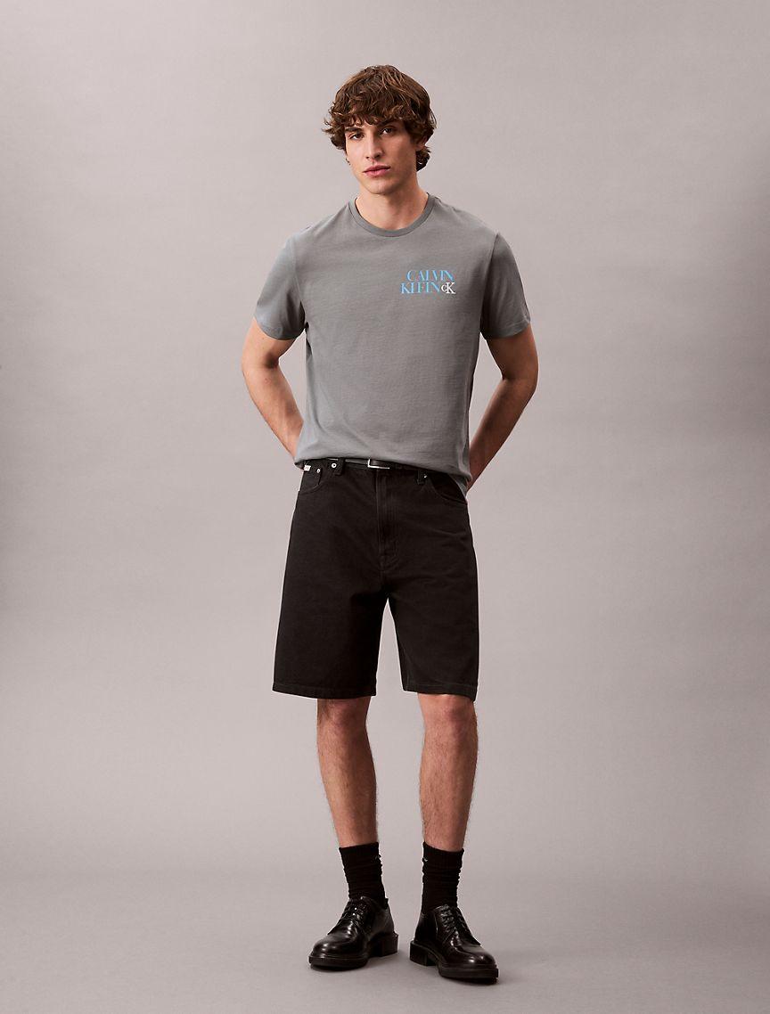 Calvin Klein Mens Stacked CK Logo Easy Tee - Grey Product Image