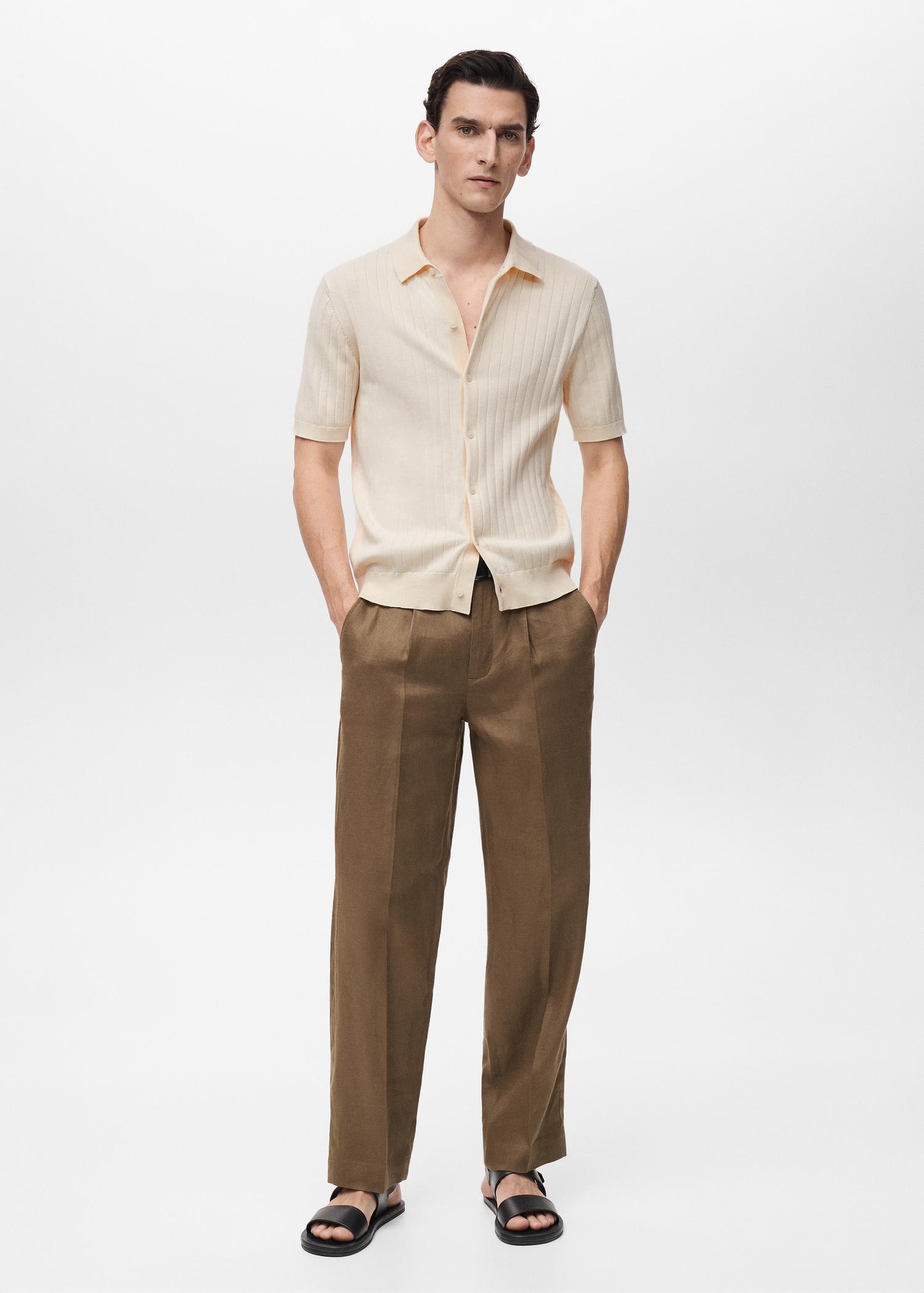 Fine rib-knit shirt - Men | MANGO USA Product Image