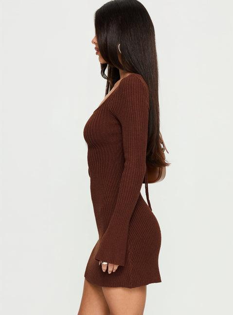 Brownhall Long Sleeve Mini Dress Mocha Product Image