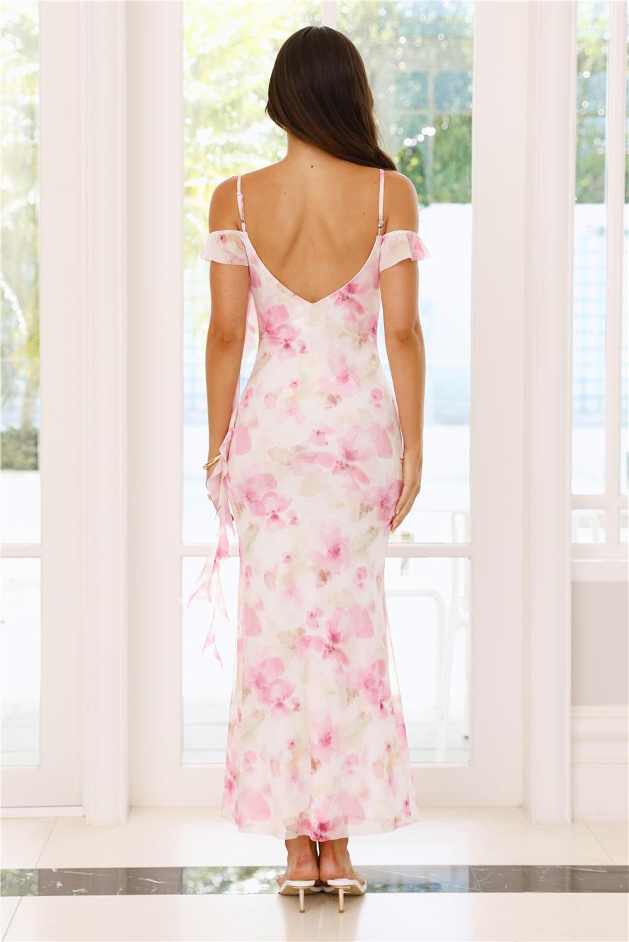 Starburst Gleam Mesh Maxi Dress Pink Product Image