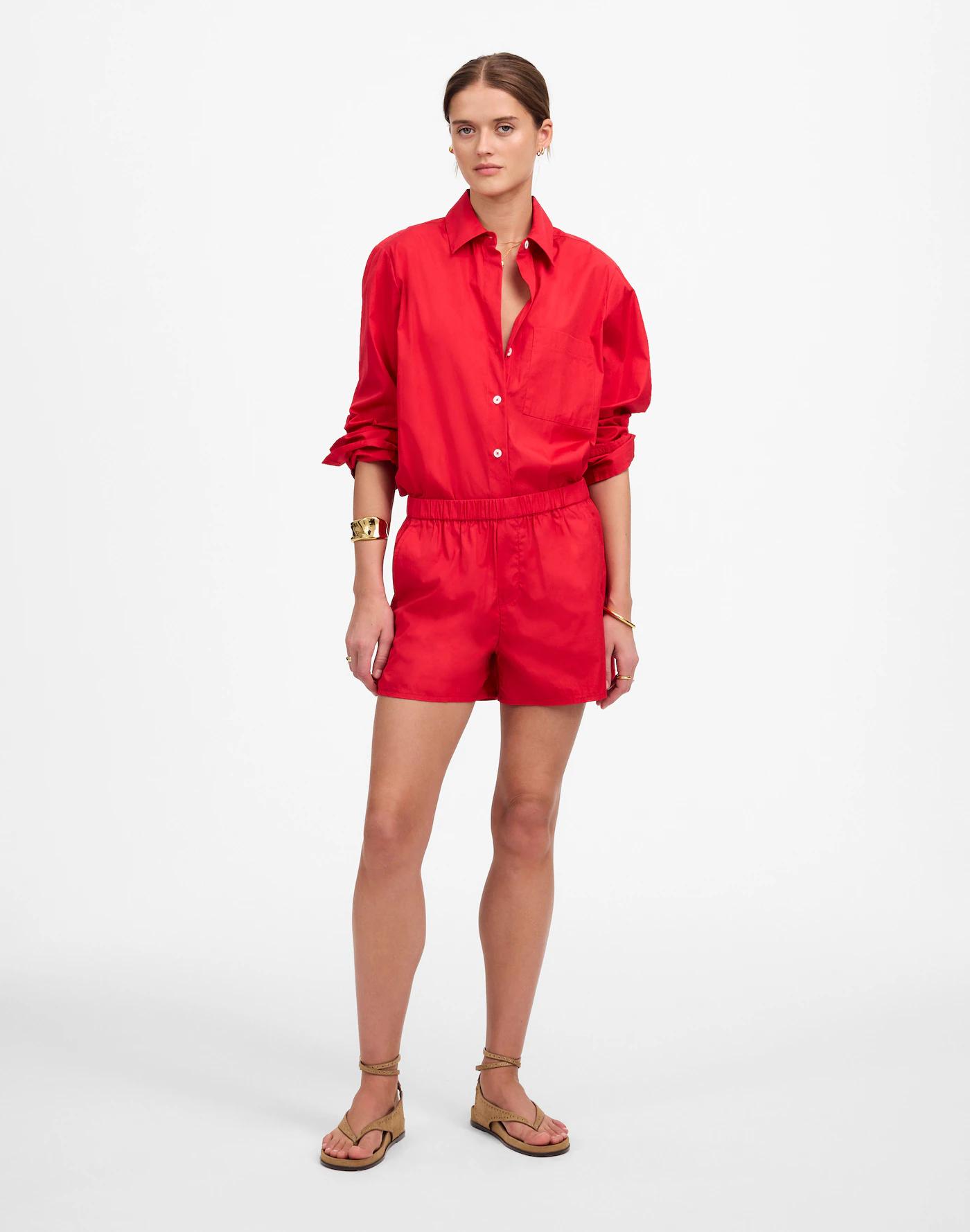 Poplin Easy Y-Neck Button-Up Shirt Product Image