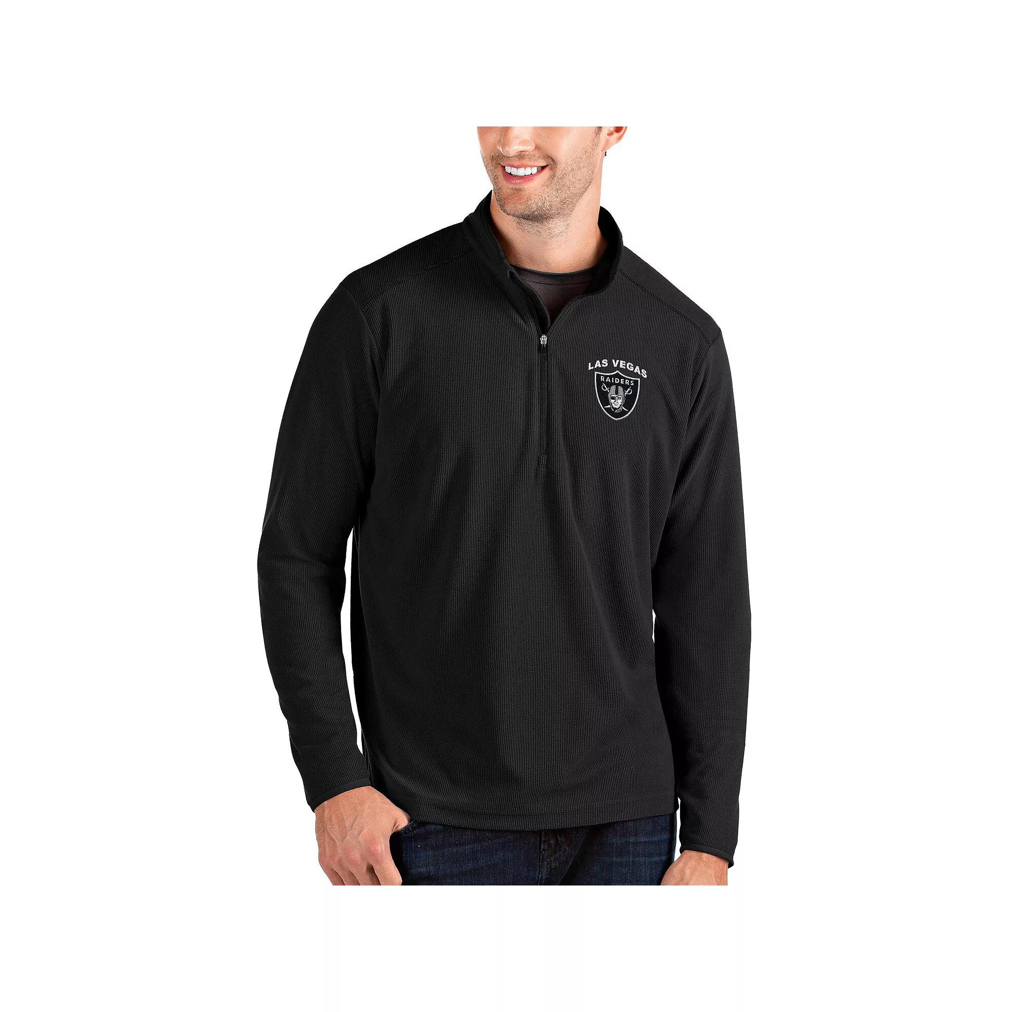 Men's Antigua Black Las Vegas Raiders Glacier Quarter-Zip Pullover Jacket,  Product Image