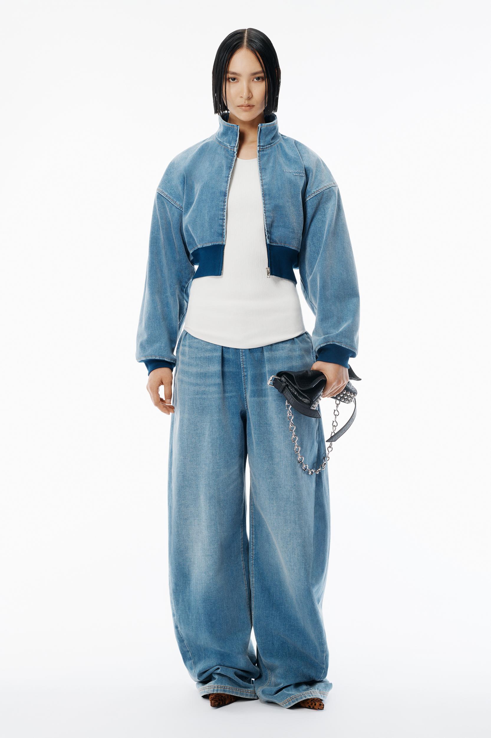Light Blue Brushed Denim Sweatpant Product Image