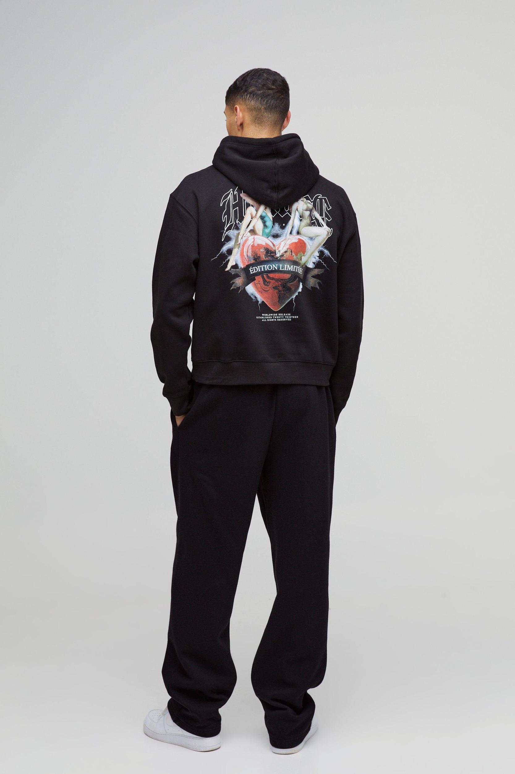 Oversized Boxy Limited Edition Heart Gothic Graphic Hoodie | boohooMAN USA Product Image