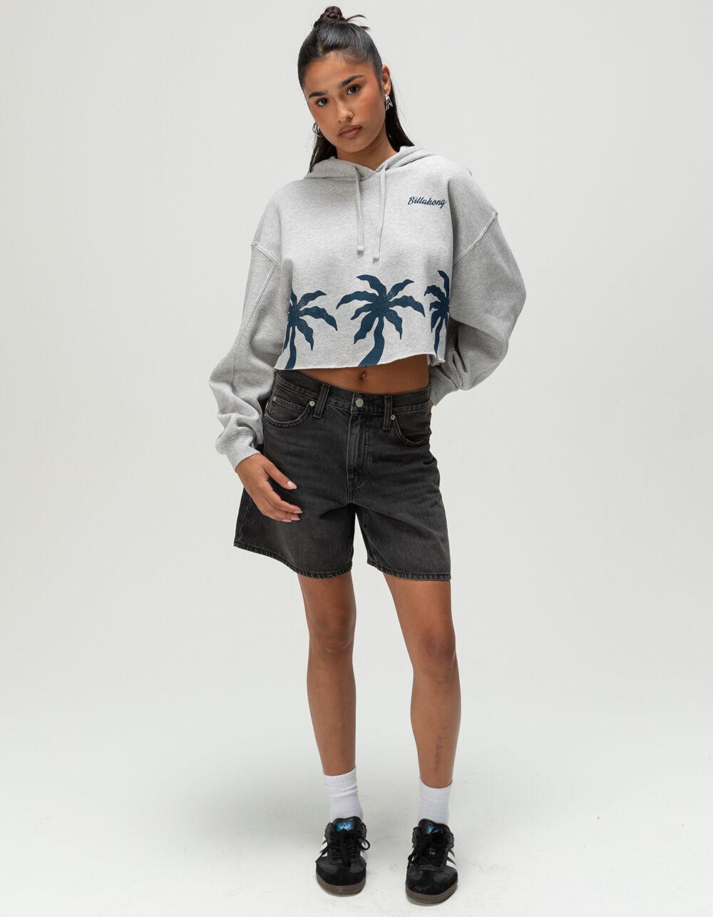 BILLABONG Triple Palms Womens Crop Hoodie  - HEATHER GRAY Product Image