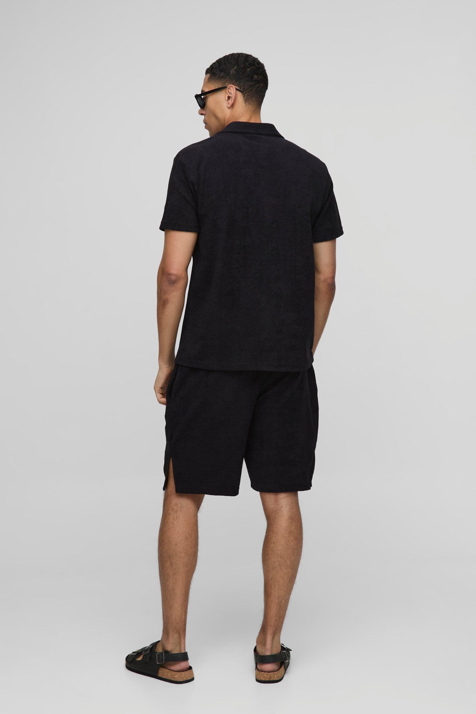 Regular Fit Towelling Shirt & Loose Short Set | boohooMAN USA Product Image