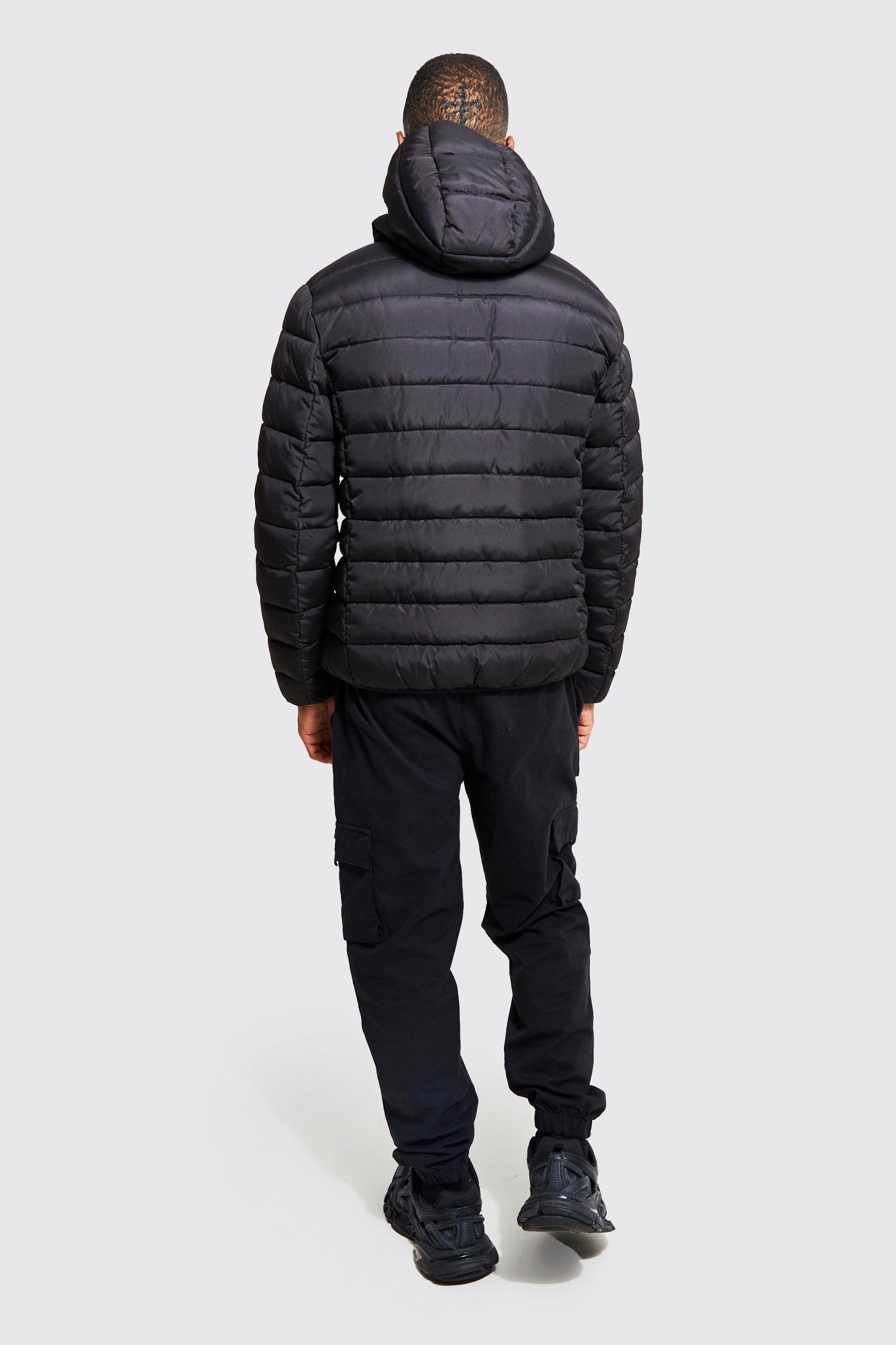 Quilted Zip Through Jacket With Hood | boohooMAN USA Product Image