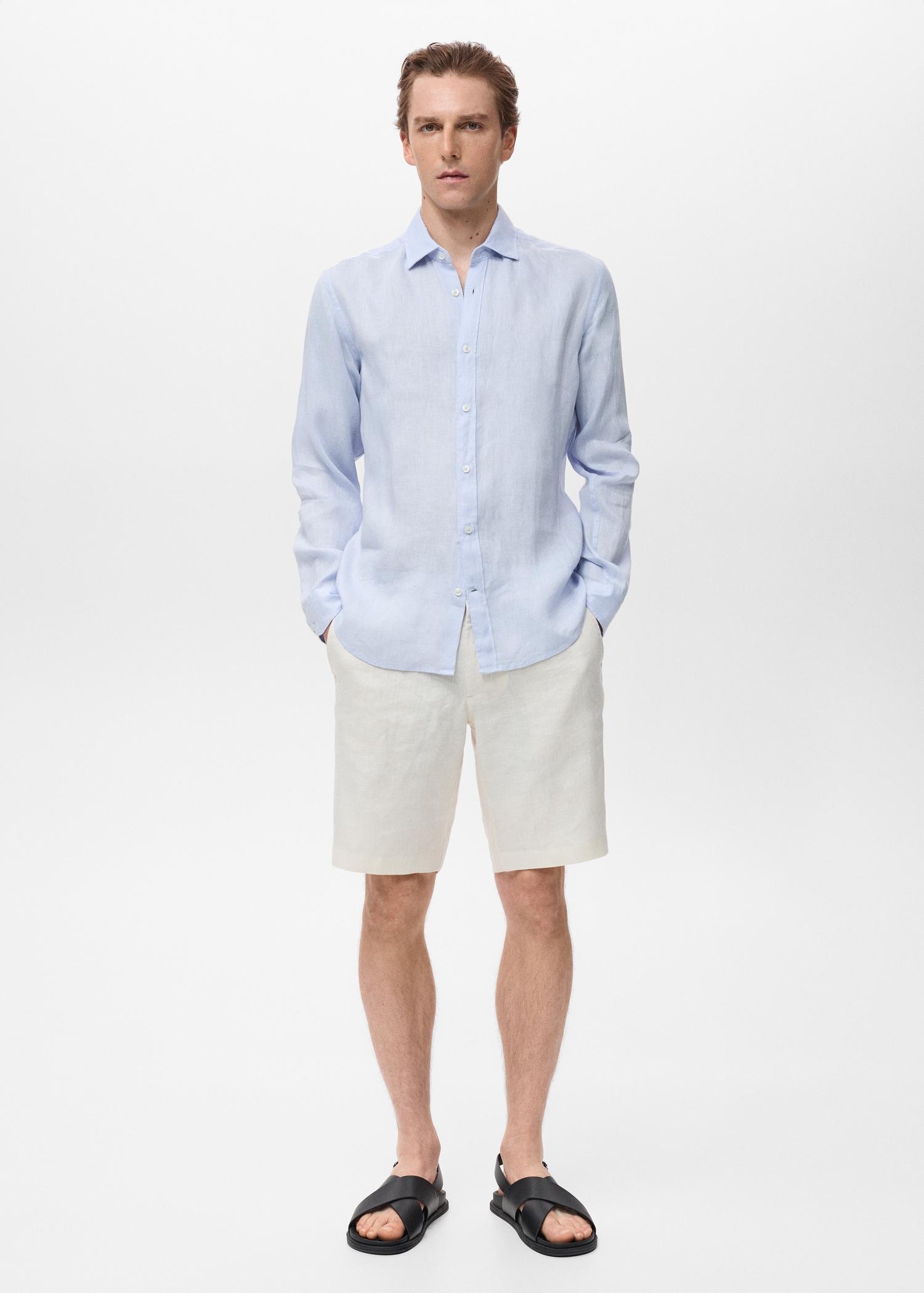 Linen 100% shirt - Men | MANGO USA Product Image