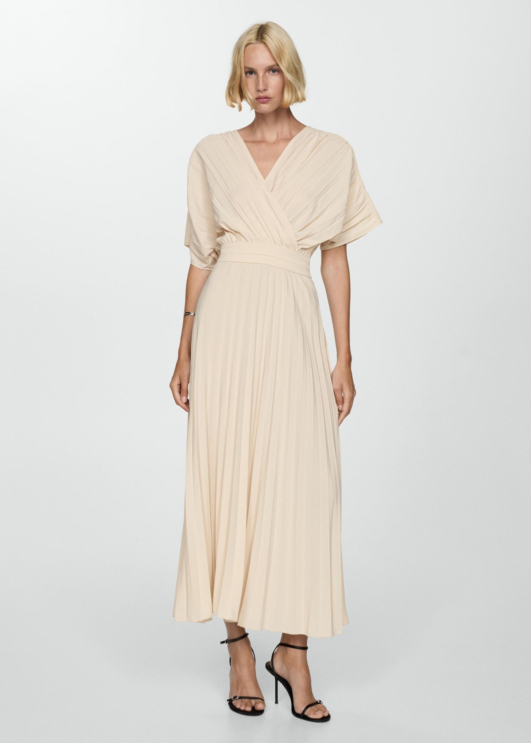 Pleated A-line dress - Women | MANGO USA Product Image