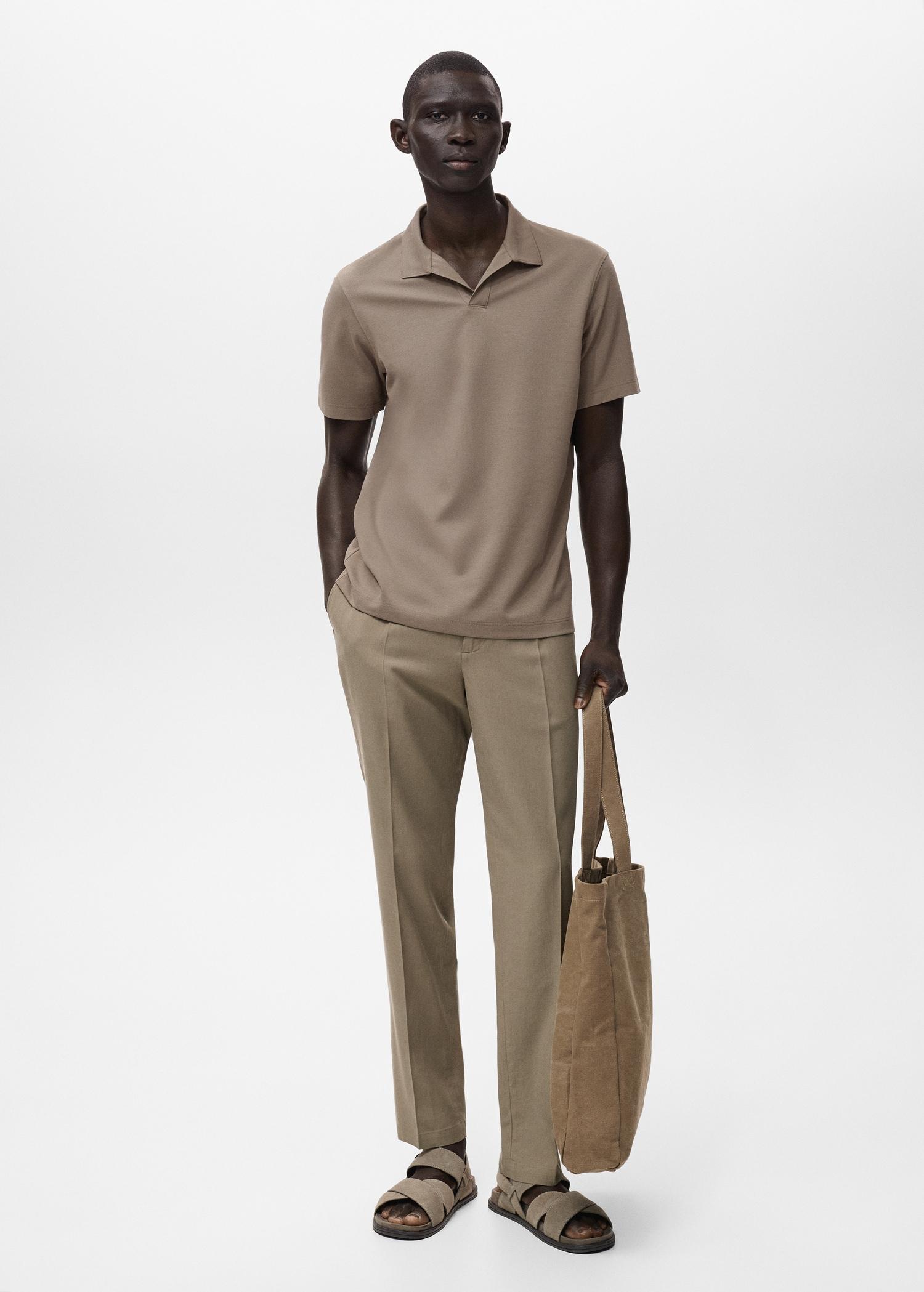 Cotton piqué polo shirt - Men | MANGO USA Product Image