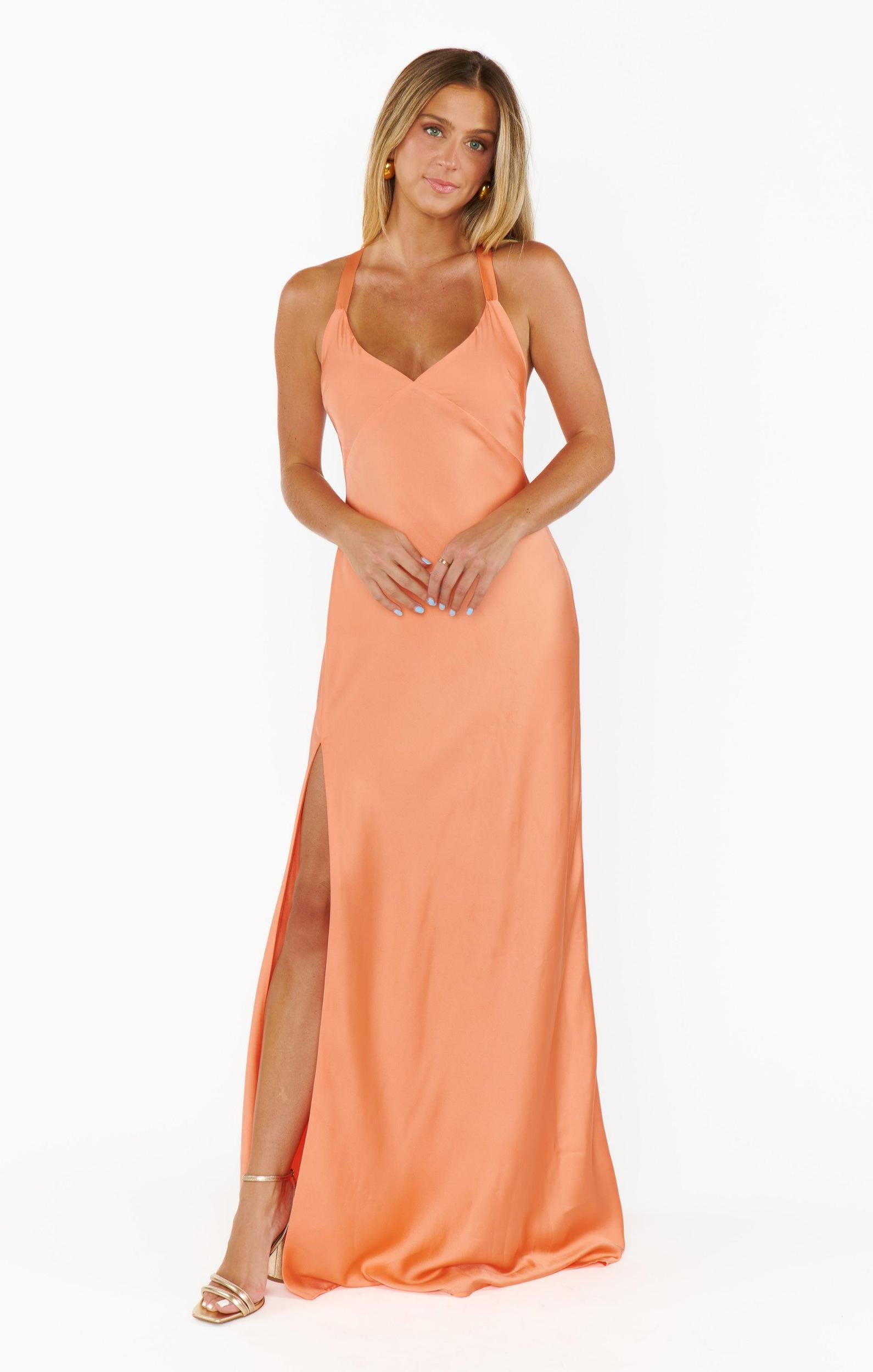 Anderson Maxi Dress ~ Cantaloupe Luxe Satin Product Image