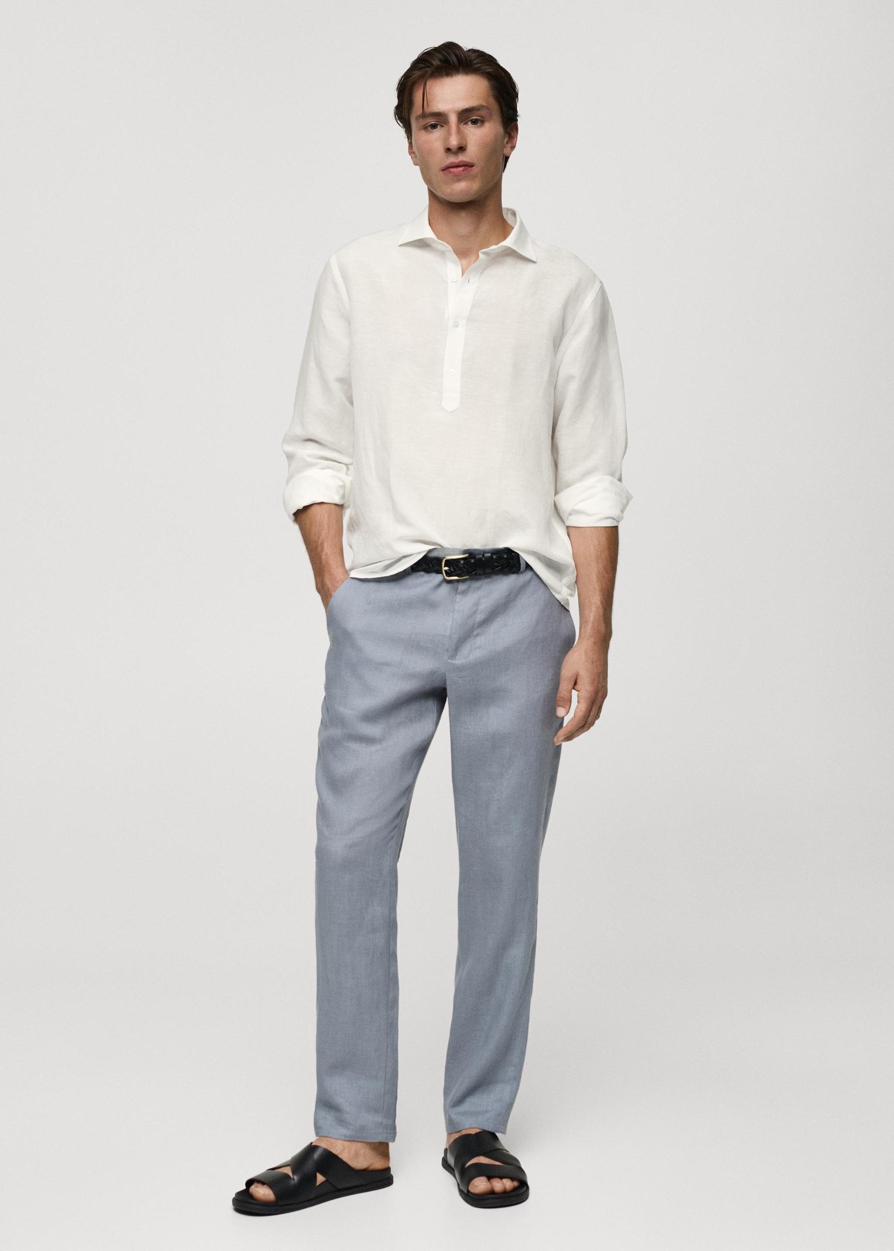 Relaxed-fit Tencel™ linen shirt - Men | MANGO USA Product Image