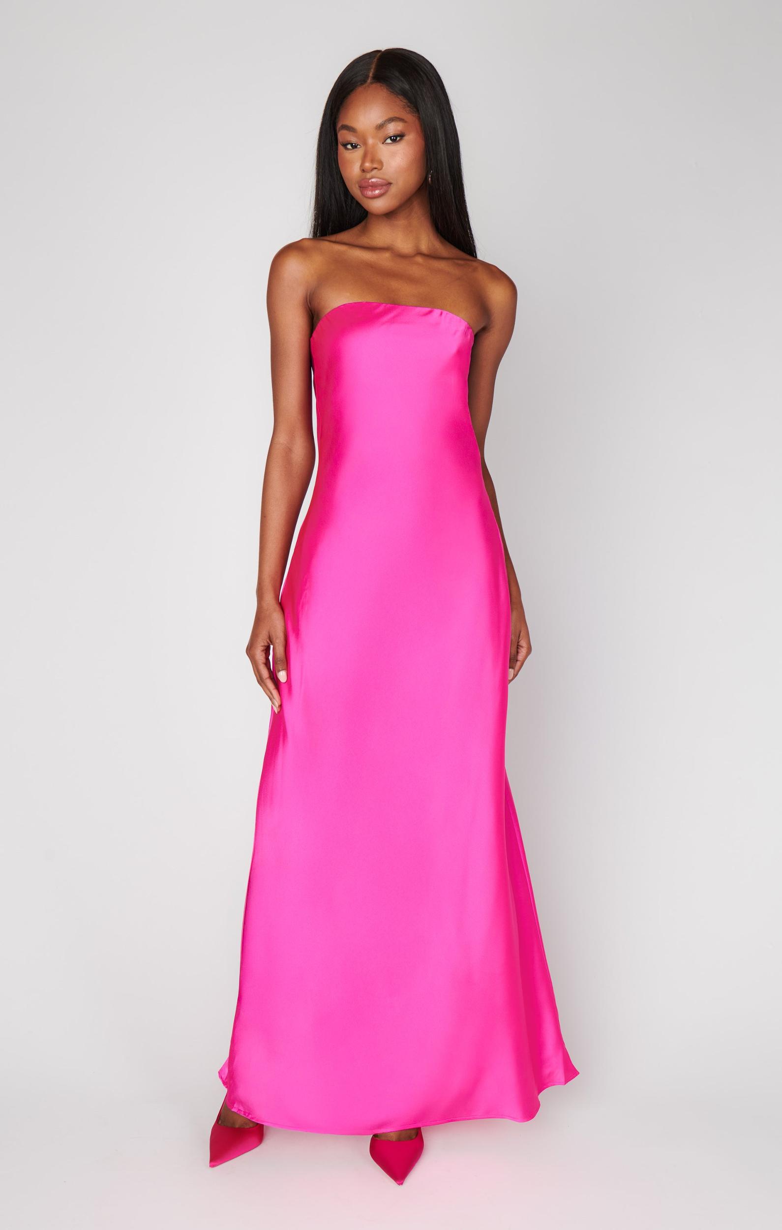 Taylor Tube Dress ~ Hot Pink Luxe Satin Product Image