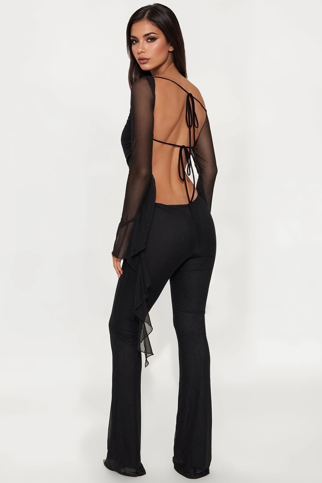 Born Hot Mesh Jumpsuit - Black Female Product Image
