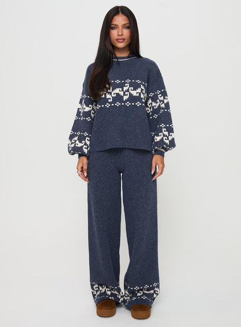Alpine Knit Pants Navy / Cream Product Image