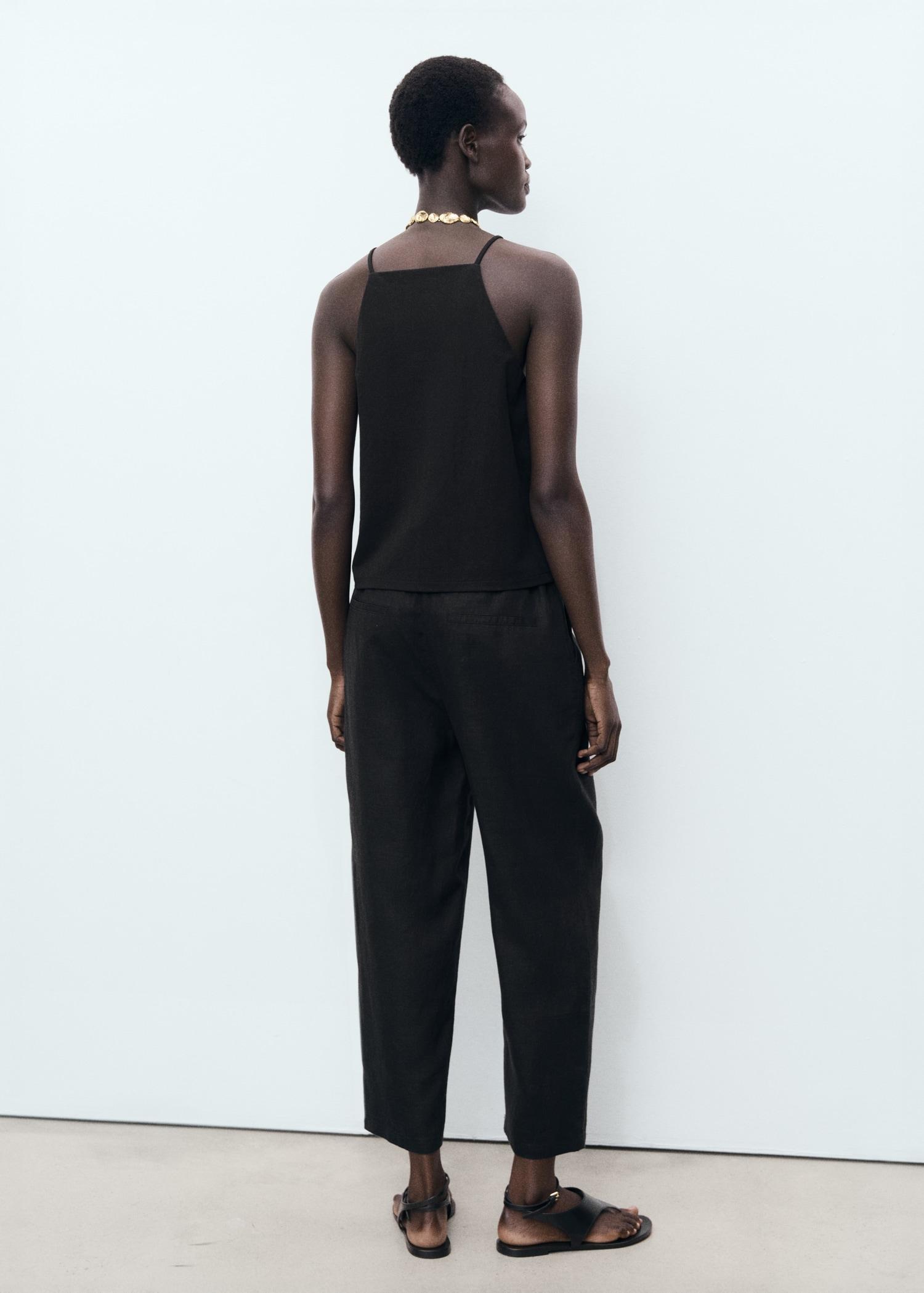 Linen pants with drawstring - Women | MANGO USA Product Image