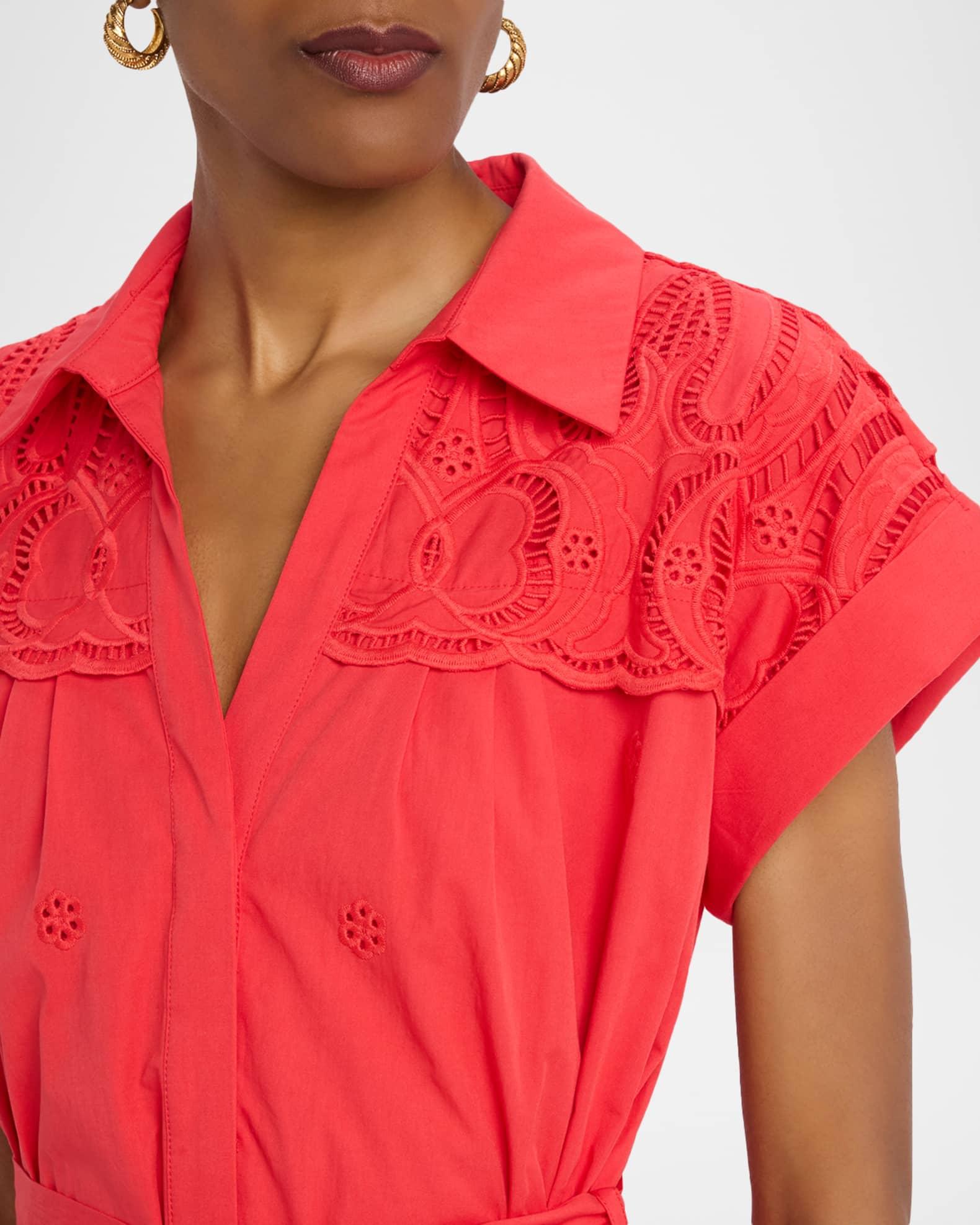 The Freya Embroidered Cotton Midi Shirtdress Product Image