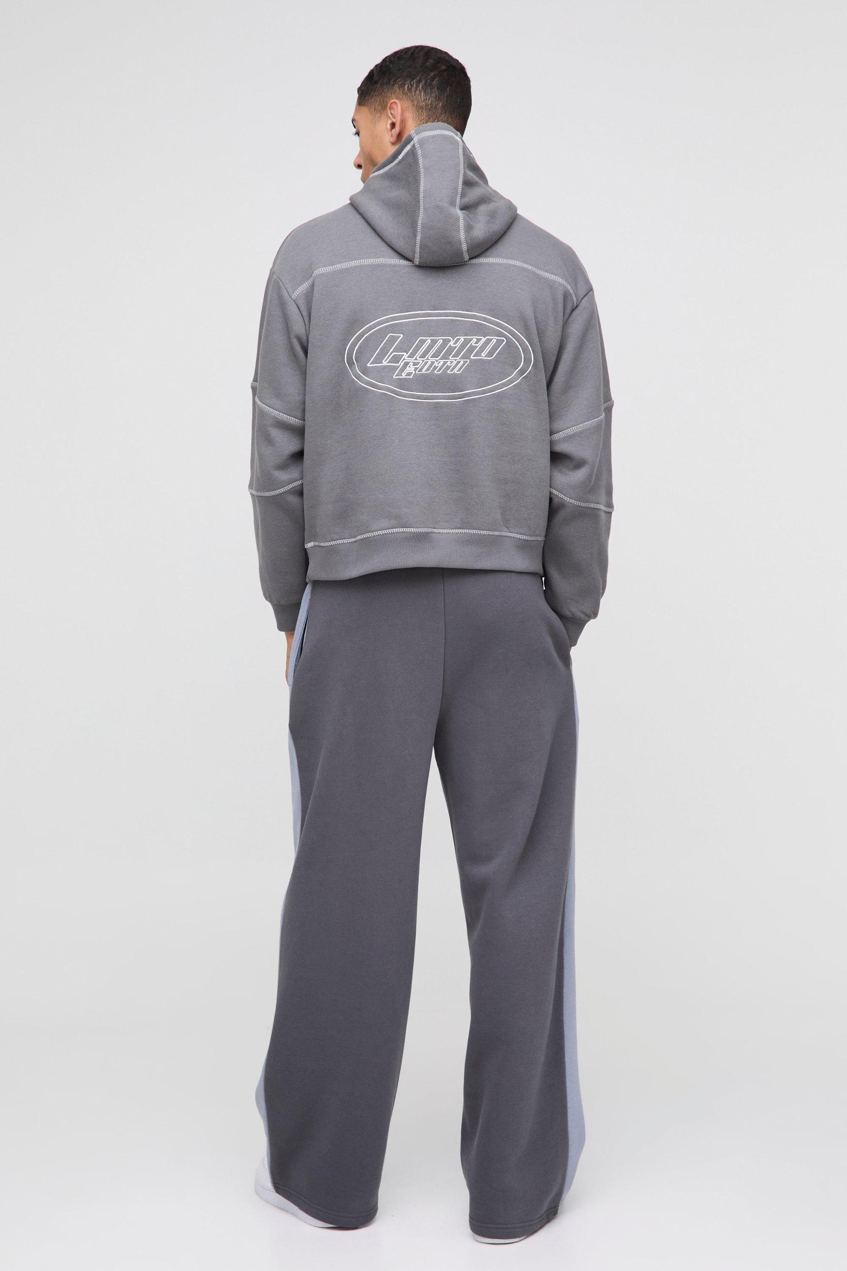 Oversized Boxy Contrast Stitch Embroidered Hoodie | boohooMAN USA Product Image