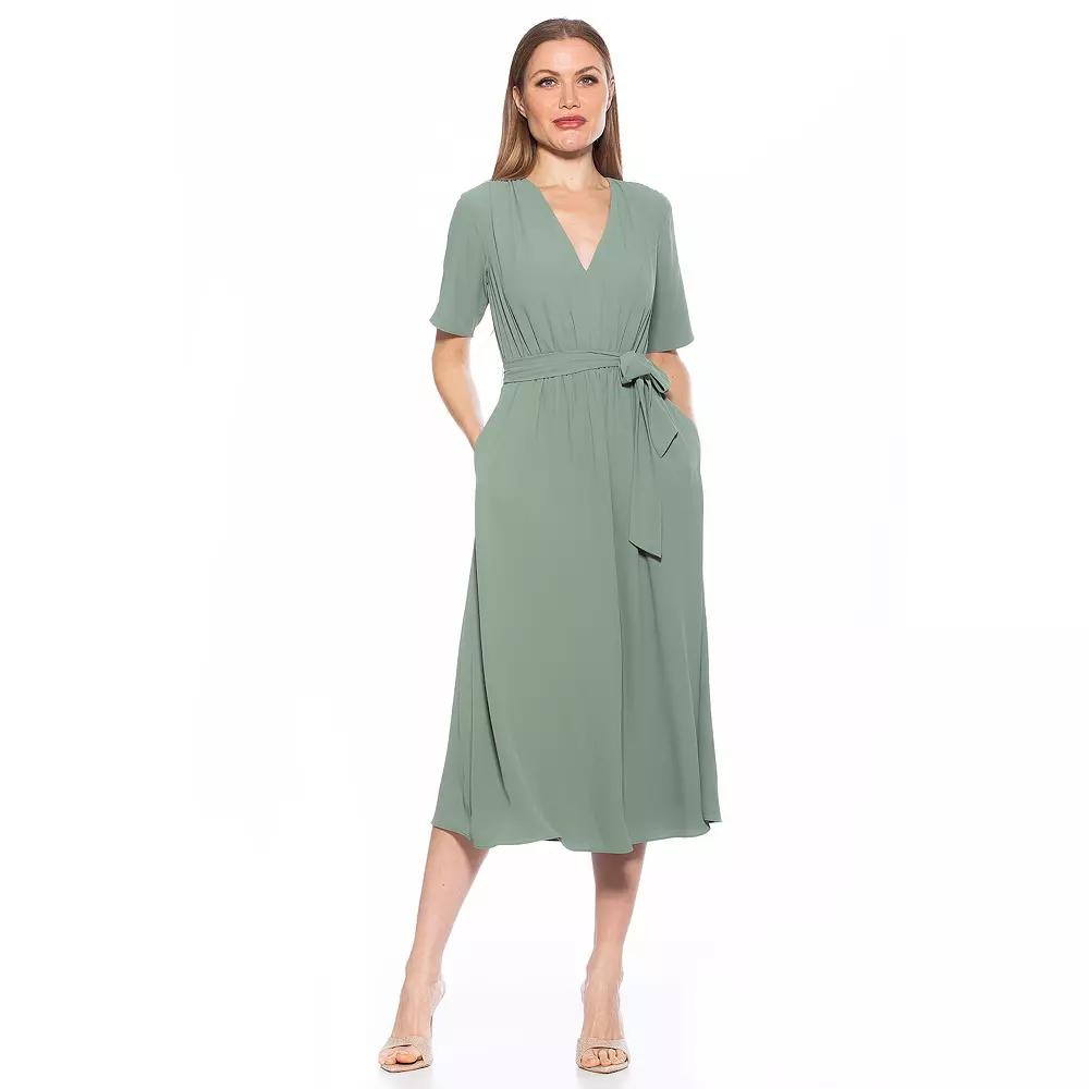 Women's ALEXIA ADMOR Larisa Fit & Flare Waist Tie Midi Dress,  Product Image