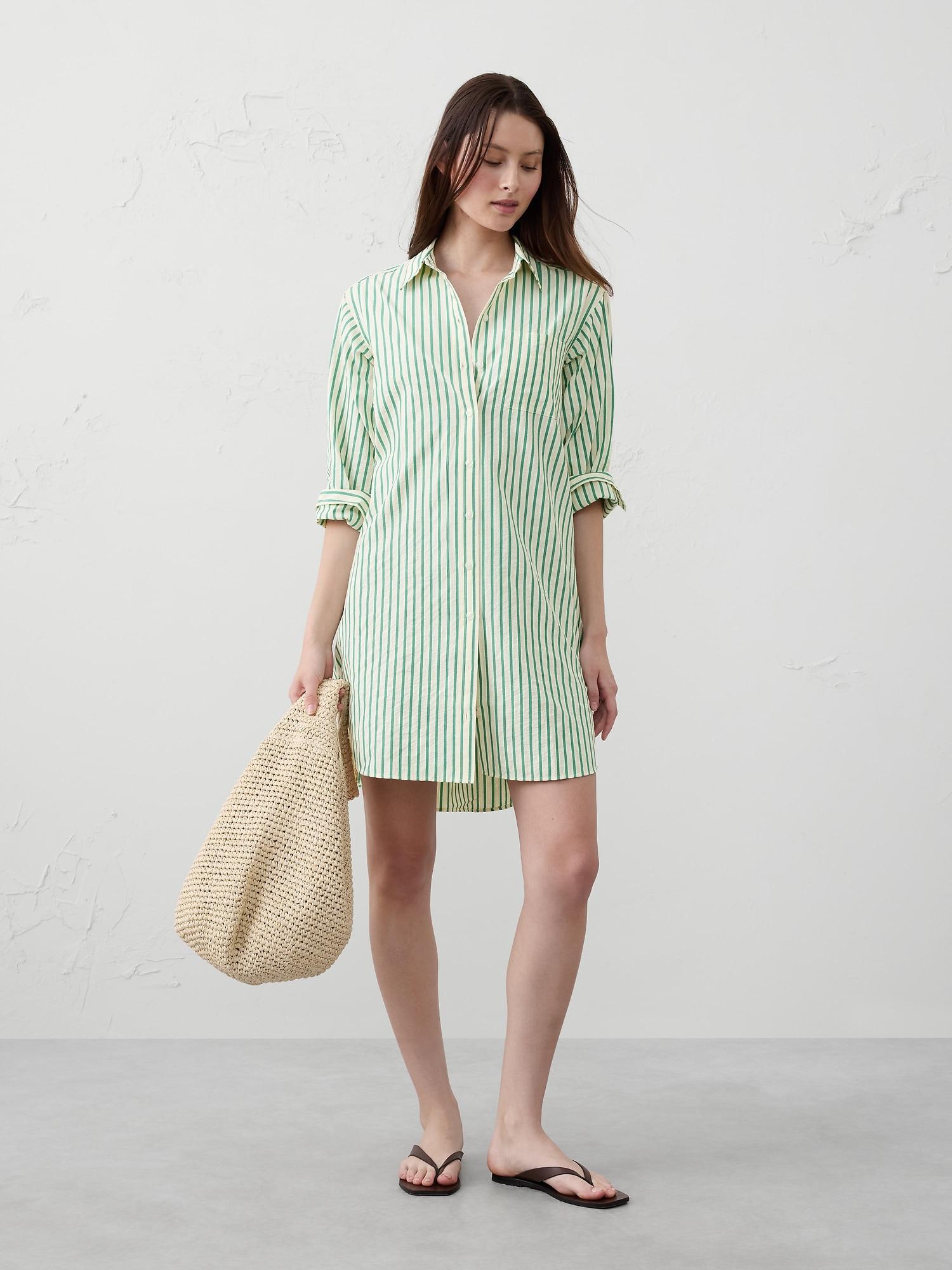 Seersucker Mini Shirtdress Product Image