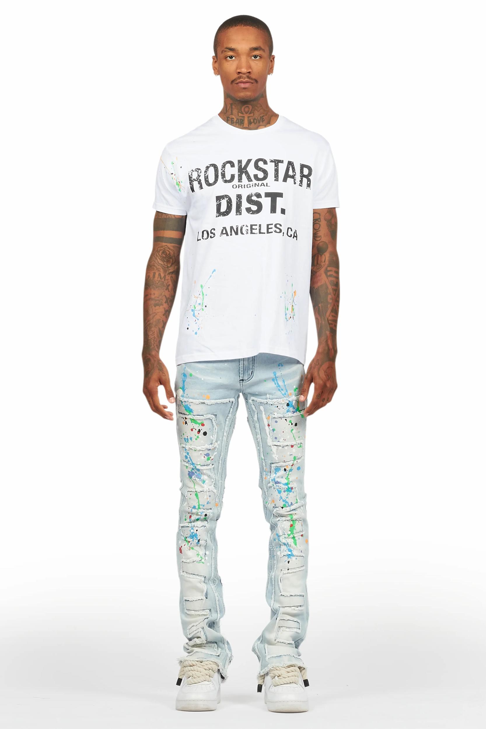Oriel White/Black T-Shirt/Stacked Flare Jean Set Male Product Image