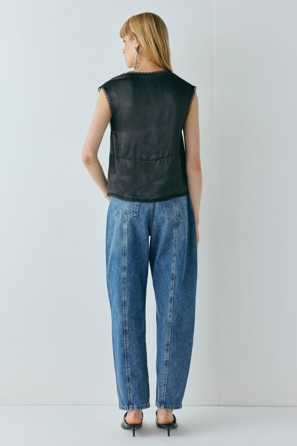 Flores Satin Top Black Product Image