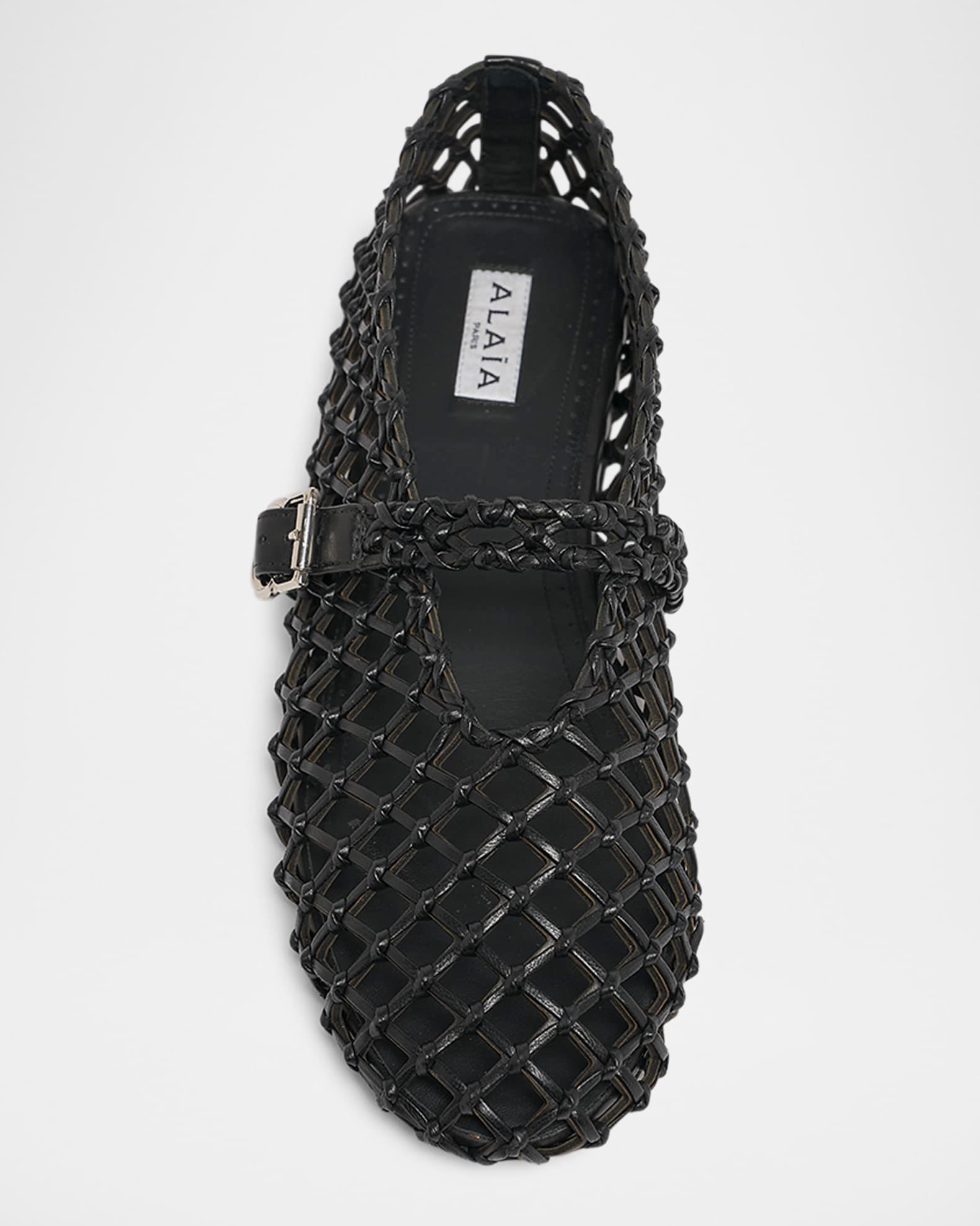 Leather Net Mary Jane Ballerina Flats Product Image