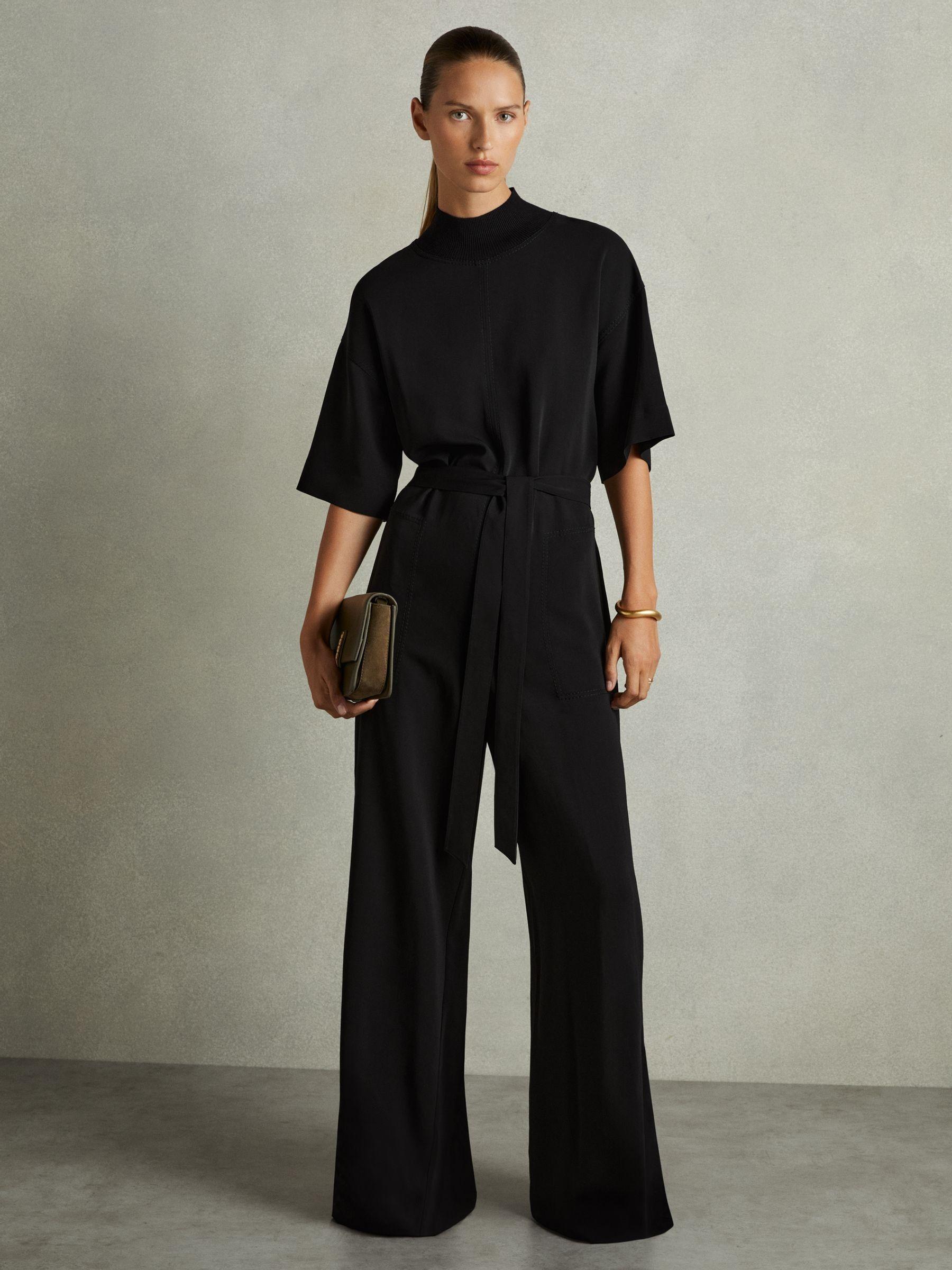Topstitched-Cady Jumpsuit in Black Product Image