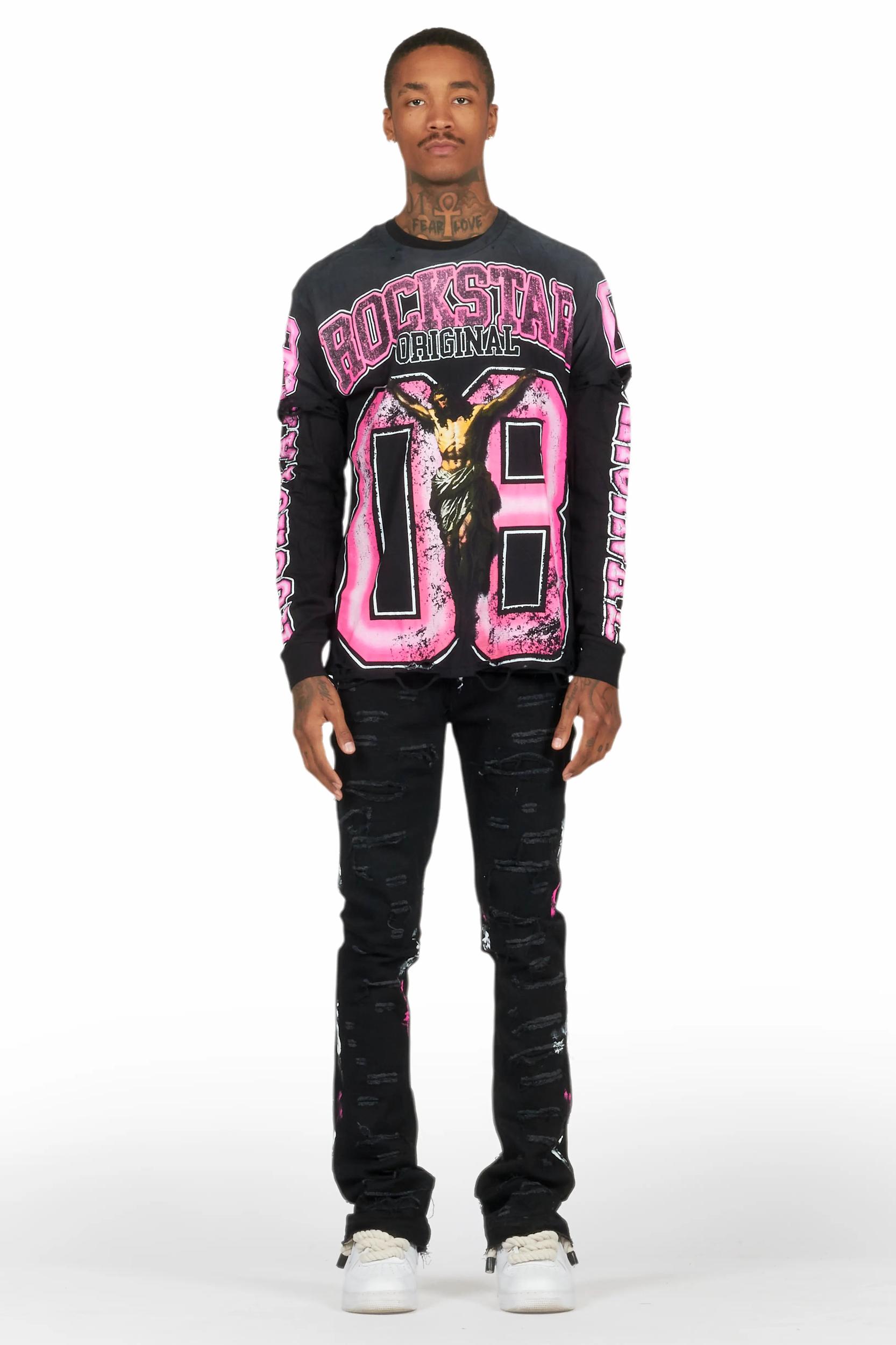 Fields Black Double Layer T-Shirt/Stacked Flare Jean Bundle Male Product Image