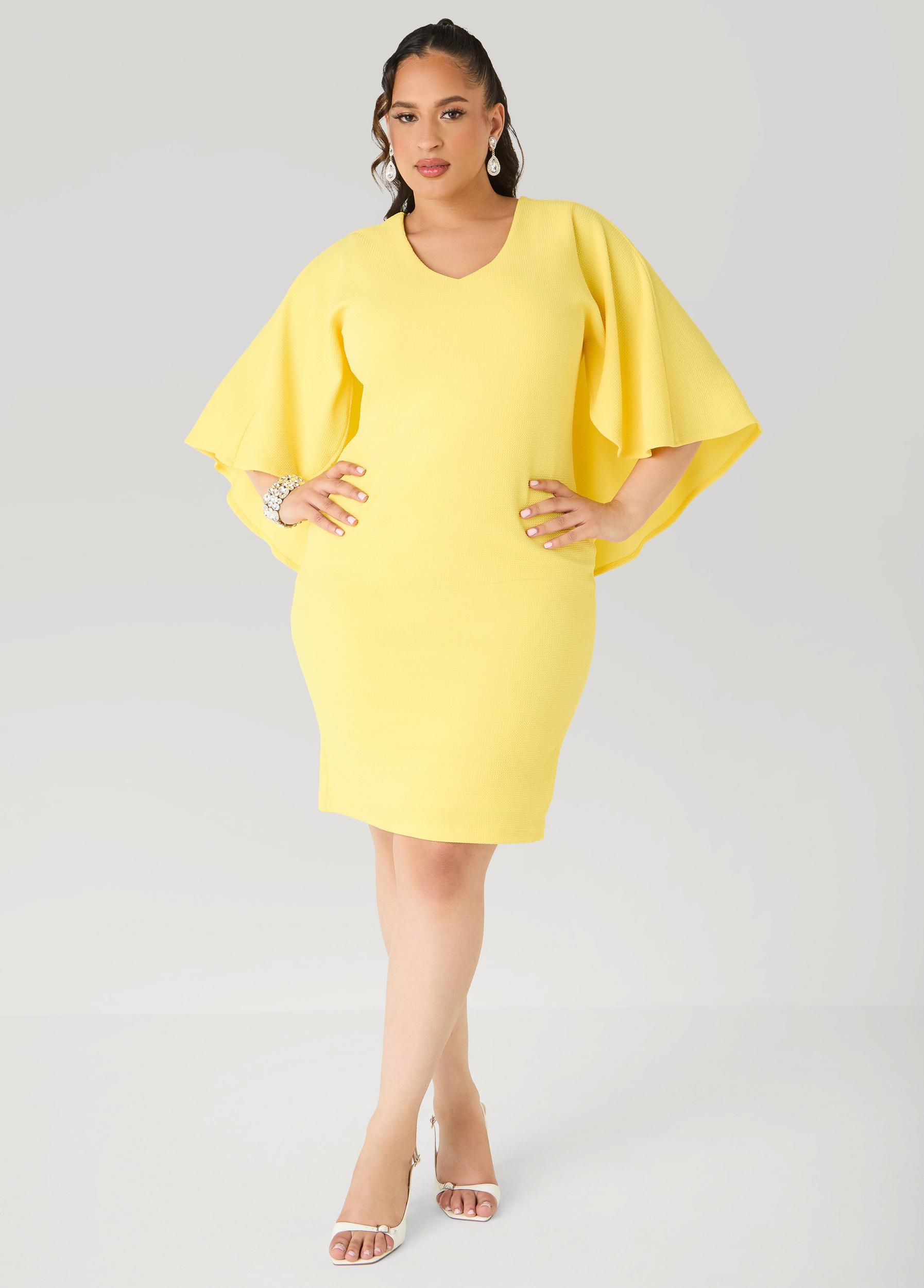 Textured Cape Sheath Dress Product Image