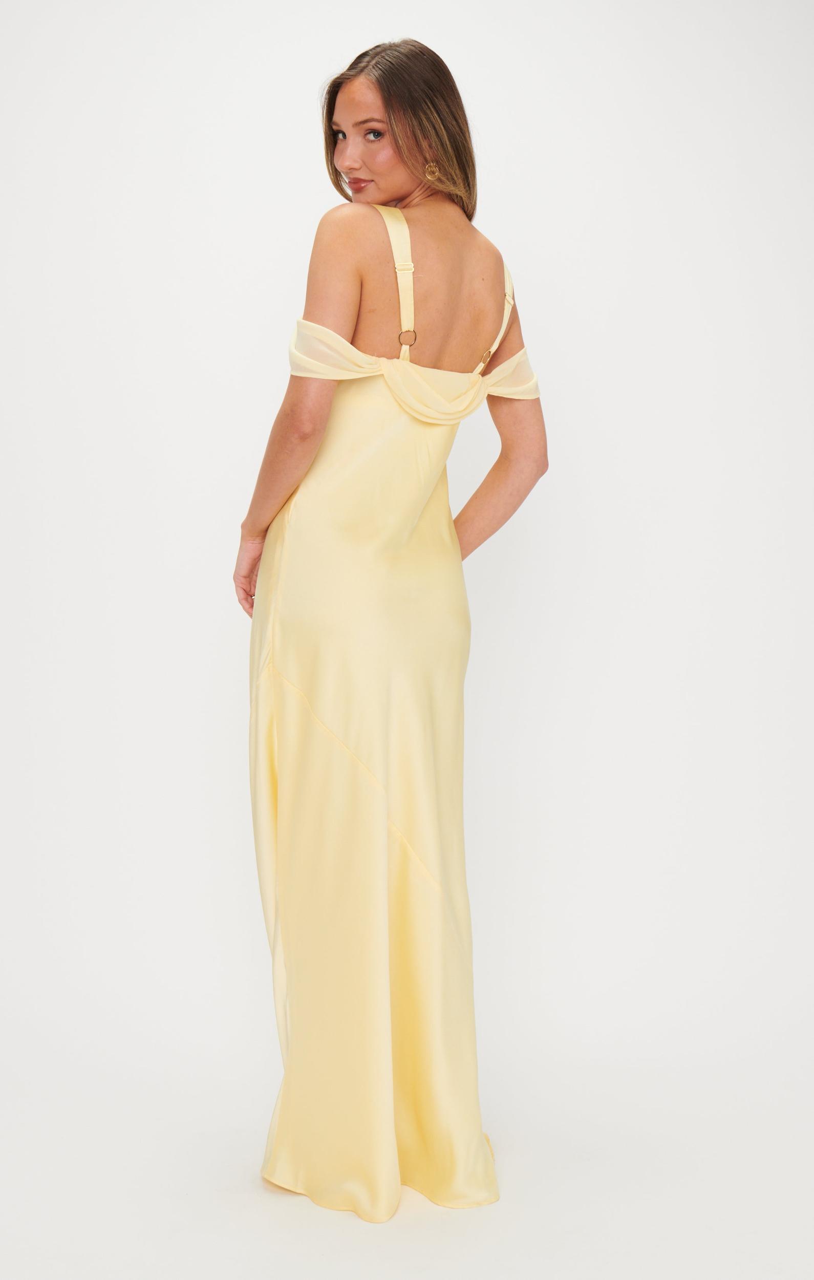 Bella Maxi Dress ~ Pale Yellow Luxe Satin Product Image
