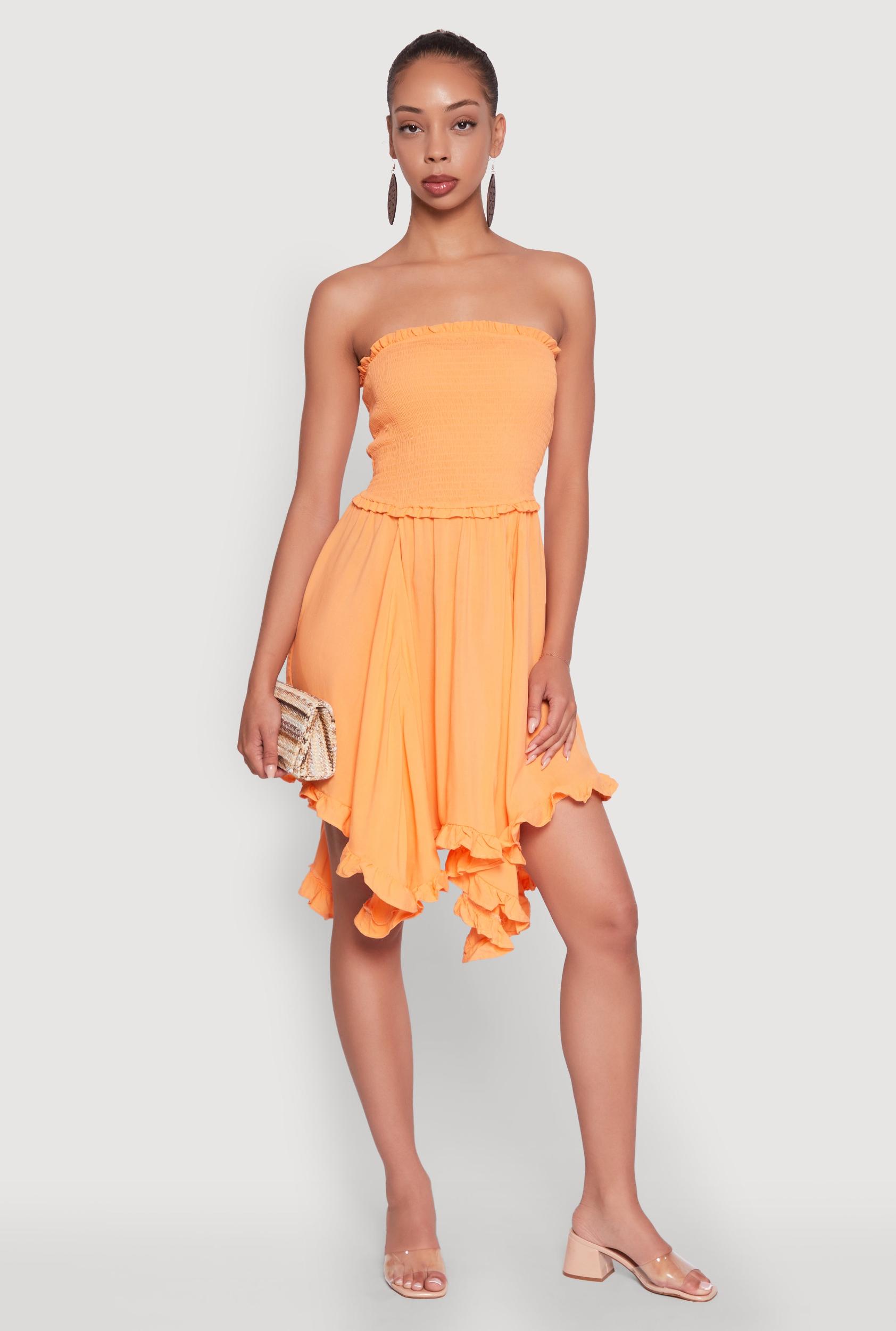 Womens Smocked Handkerchief Hem Tube Dress Product Image