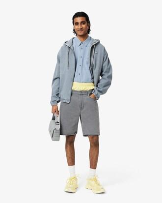 Washed Effect Dyed Denim Bermuda Shorts Product Image