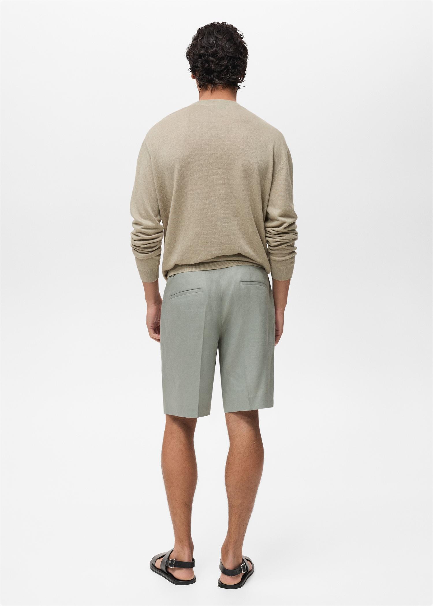 100% linen bermuda shorts with pleats - Men | MANGO USA Product Image