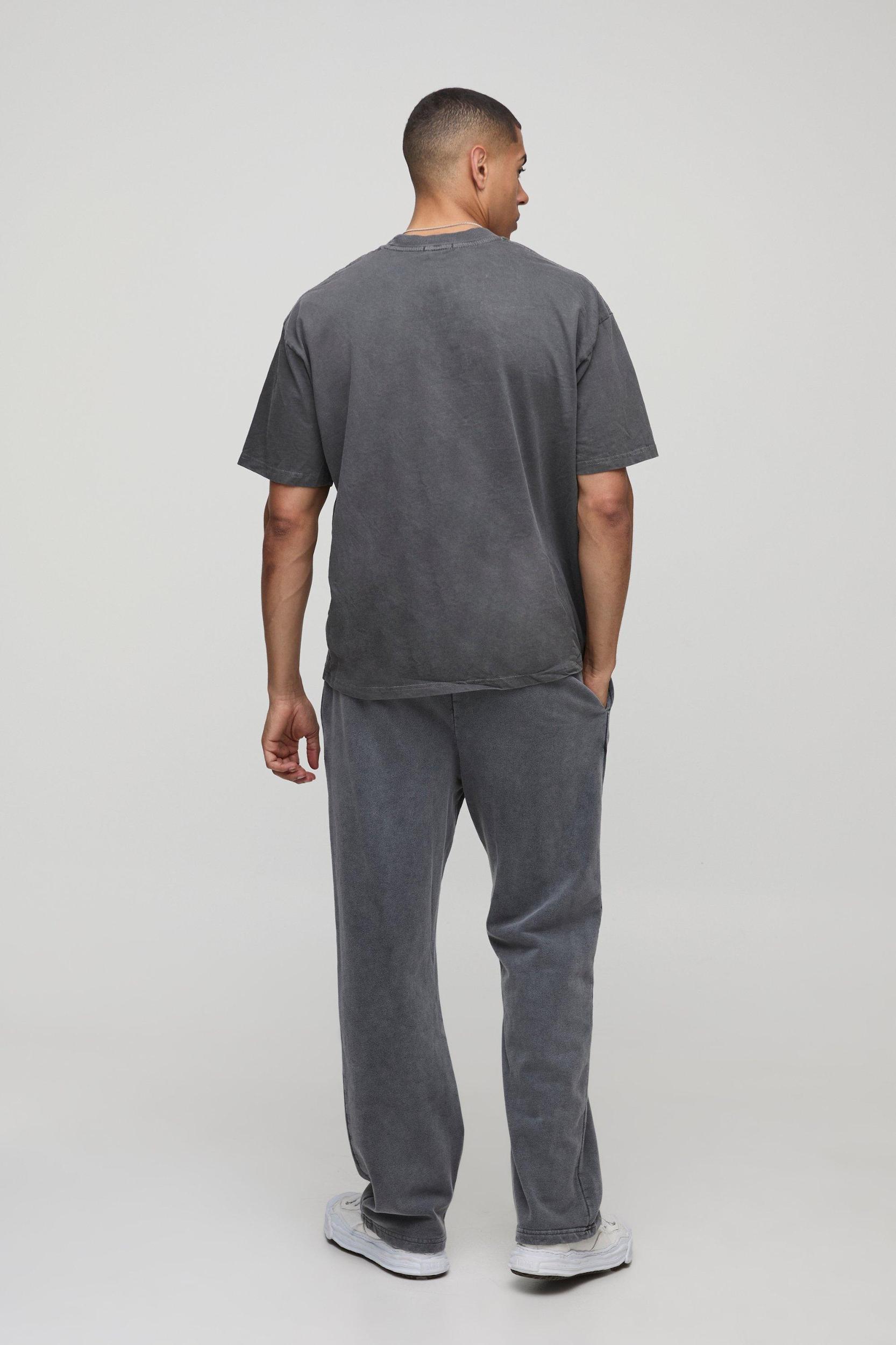 Charcoal Oversized Extended Neck Washed Cherry Lips Graphic T-Shirt | boohooMAN USA Product Image