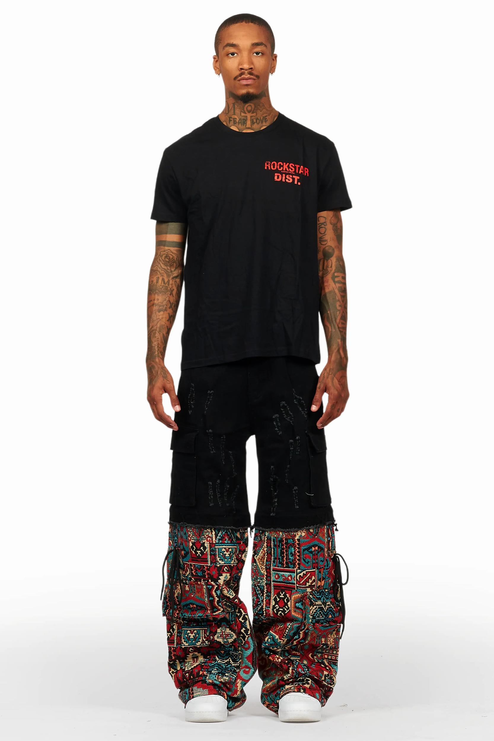 Lake Black/Red T-Shirt/Tapestry Baggy Jean Bundle Male Product Image
