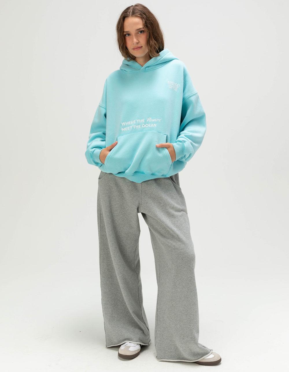 MALIBU SKYYE Flowers Meet Womens Hoodie - TURQUOISE Product Image