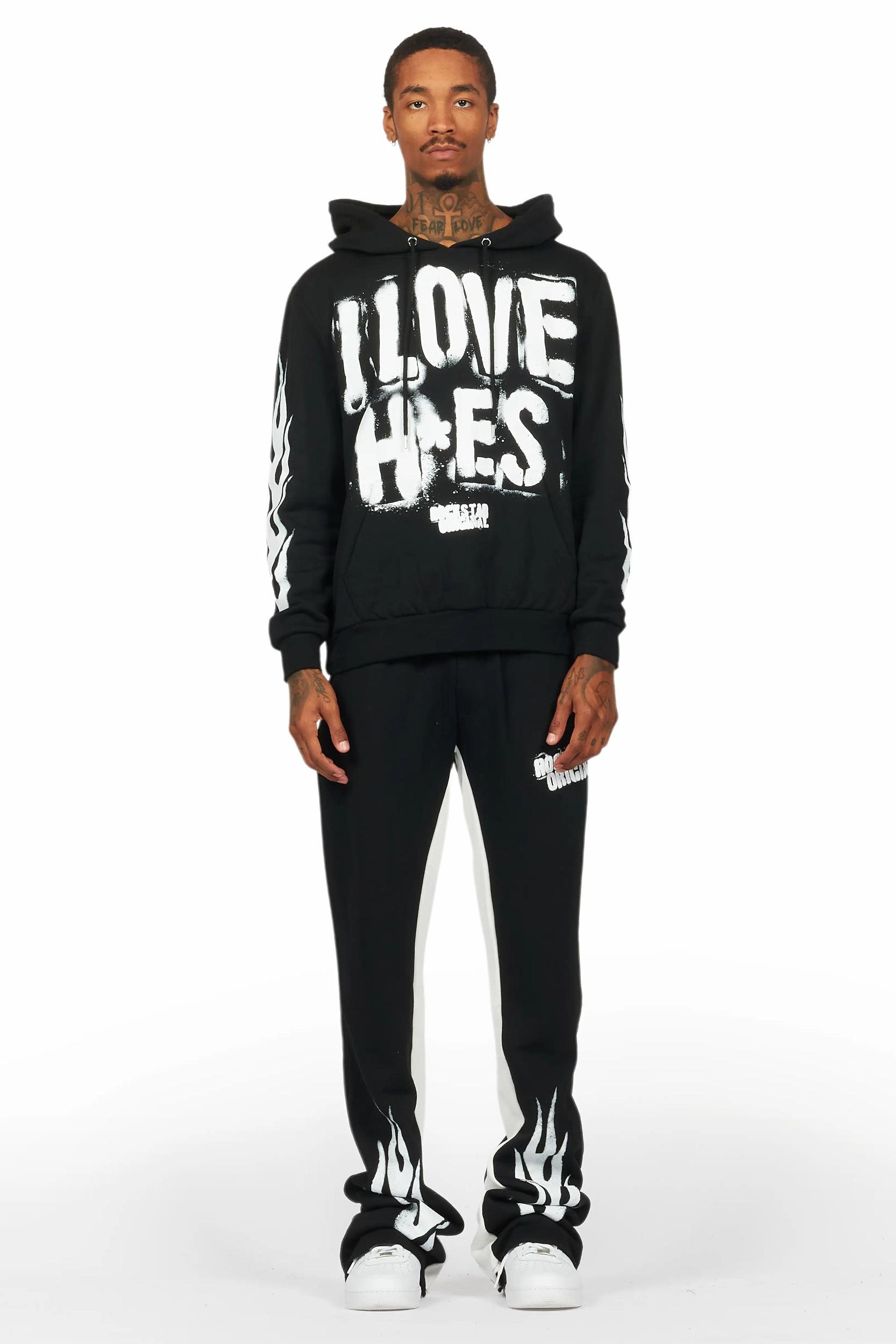 Banyan Black/White Hoodie/Baggy Fit Pant Set Male Product Image