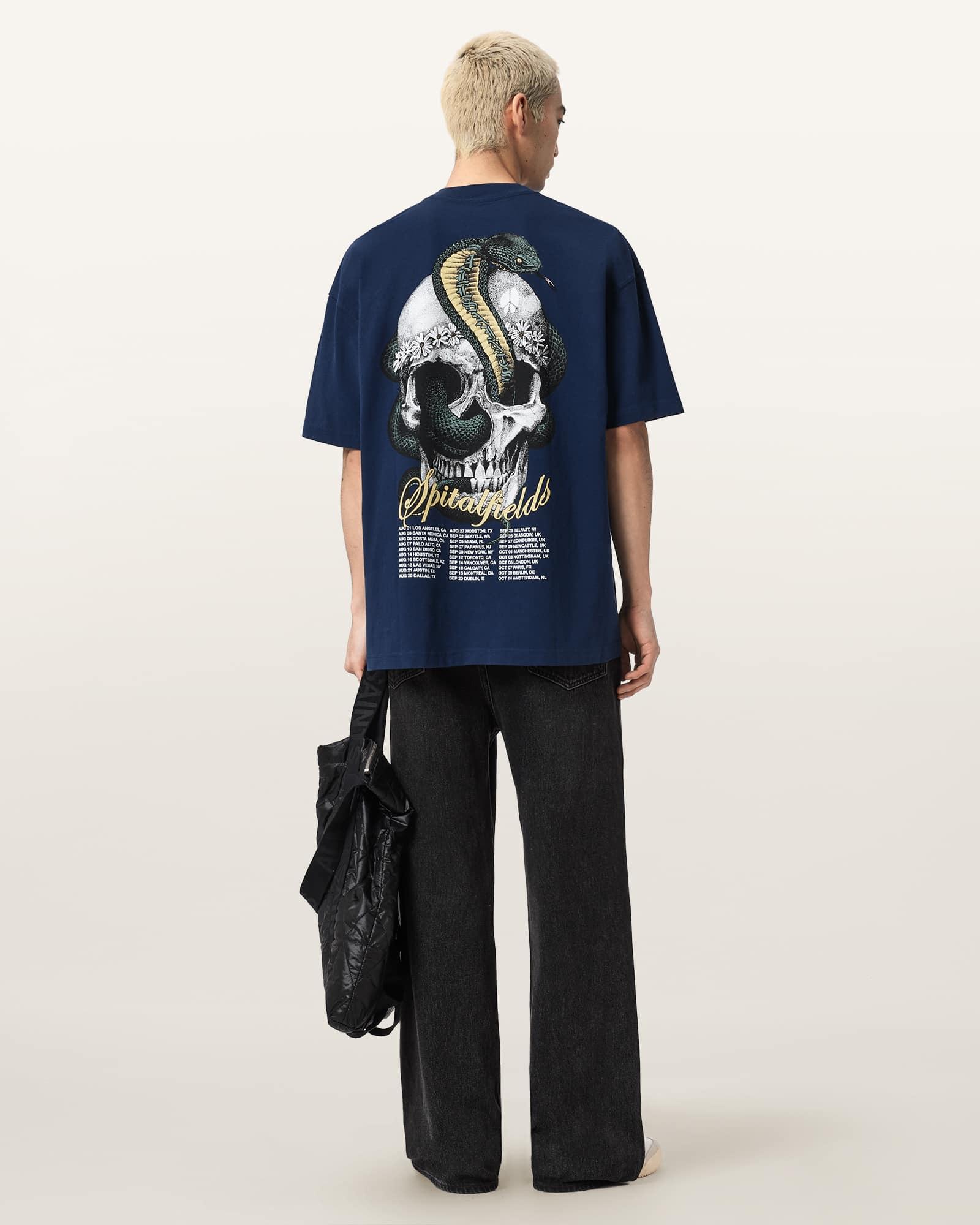 Snakehead Oversized Graphic T-Shirt OPAL BLUE | ALLSAINTS US Product Image