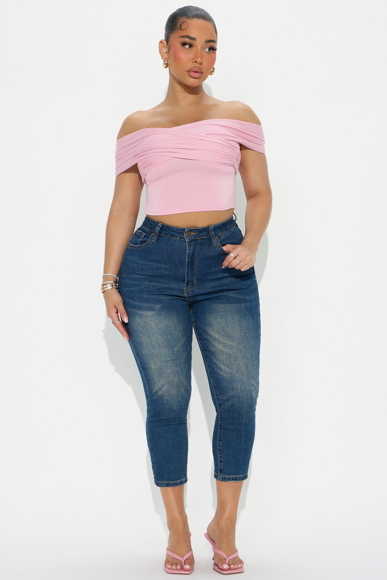 Sweetest Thing Ruched Off Shoulder Top - Pink Product Image