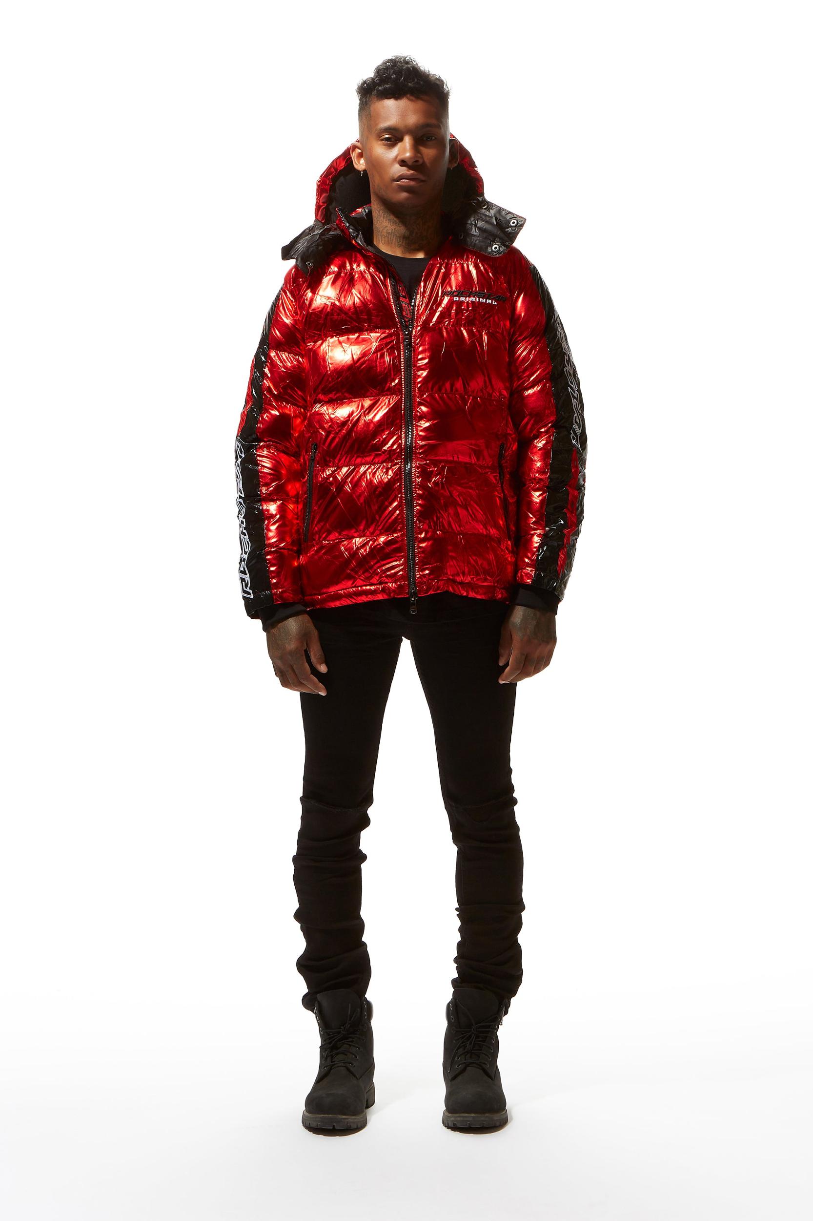 Metallic Red Alasia Puffer Jacket Male Product Image