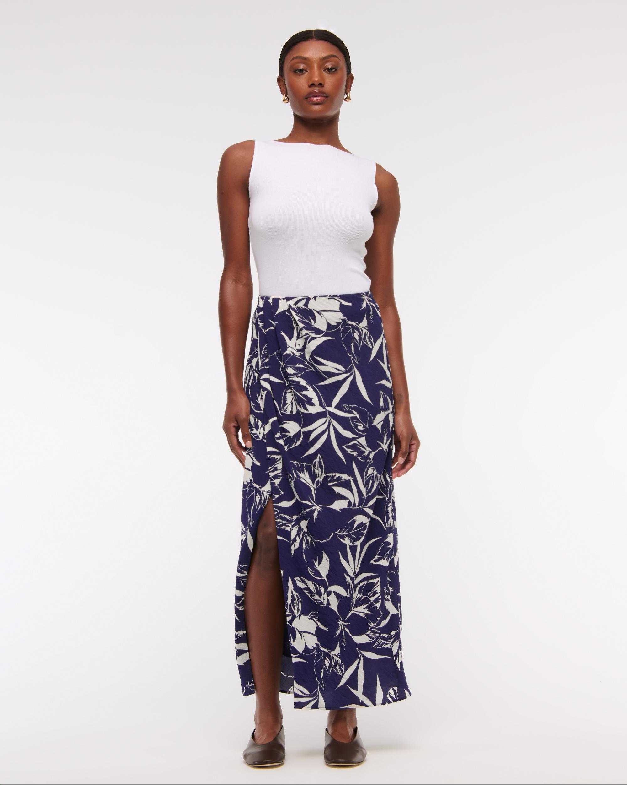 Mid Rise Sarong Maxi Skirt Product Image