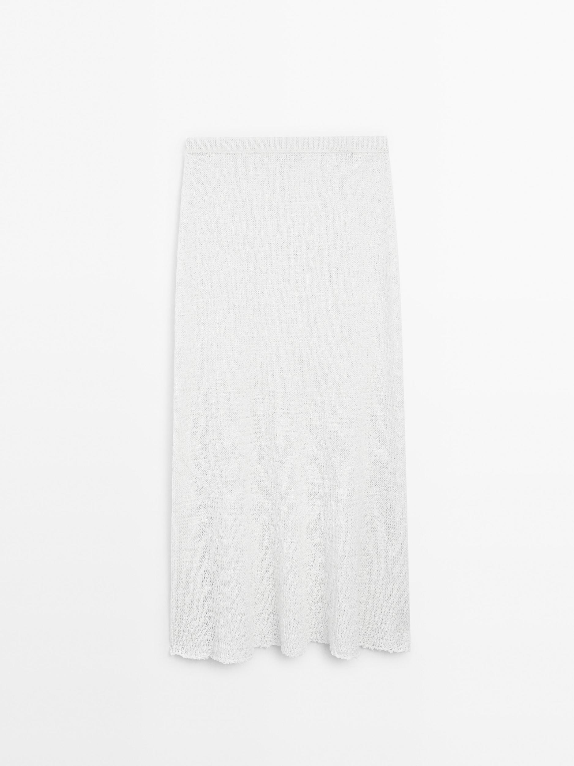 Cotton blend knit midi skirt Product Image
