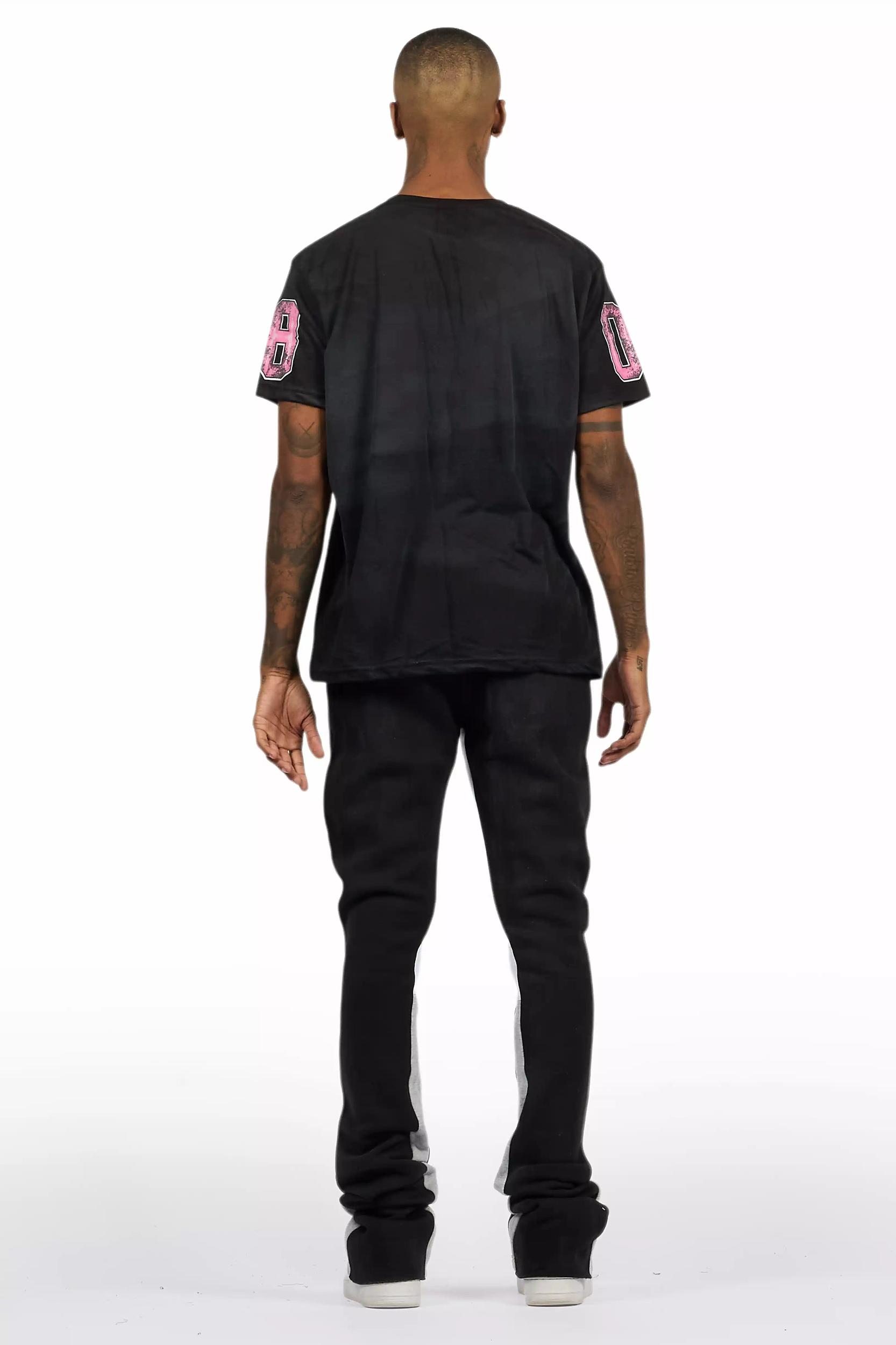 Fields Black/Pink T-Shirt/Stacked Flare Track Set Male Product Image