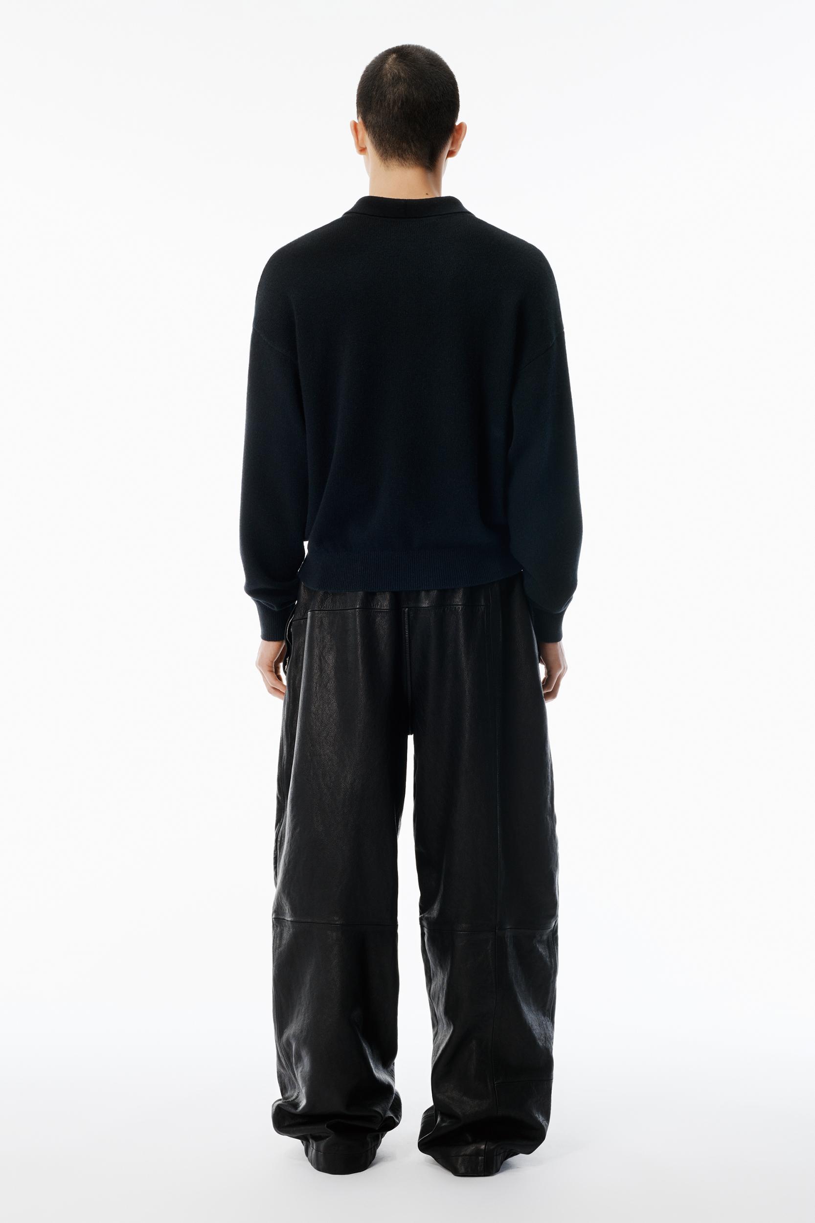 Black Wool-blend Henley Pullover Product Image