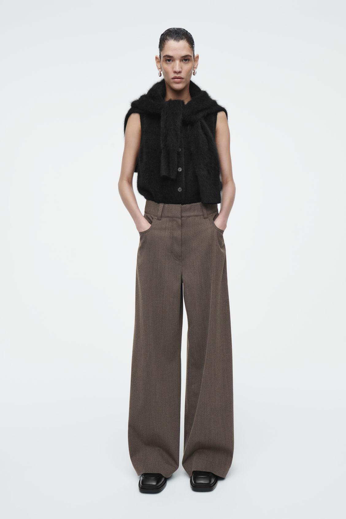 REGULAR WOOL-BLEND WIDE-LEG PANTS Product Image