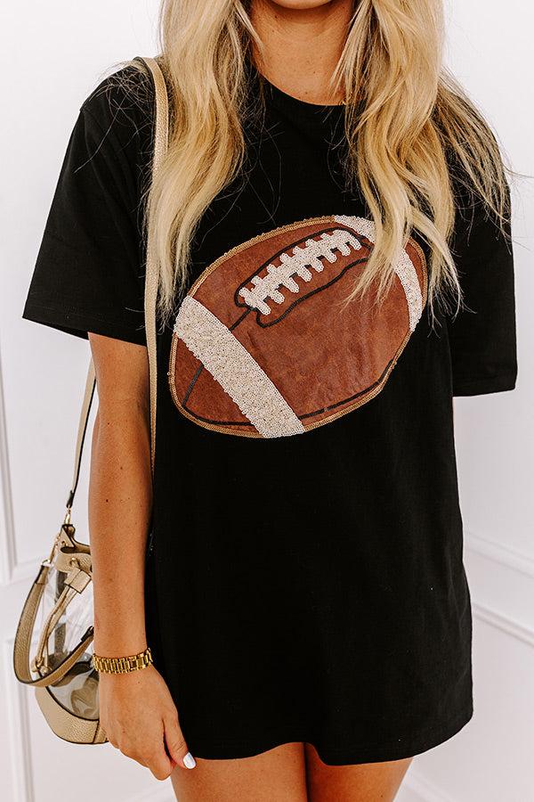 Kickoff Cutie Embroidered Oversized Tee in Black Product Image