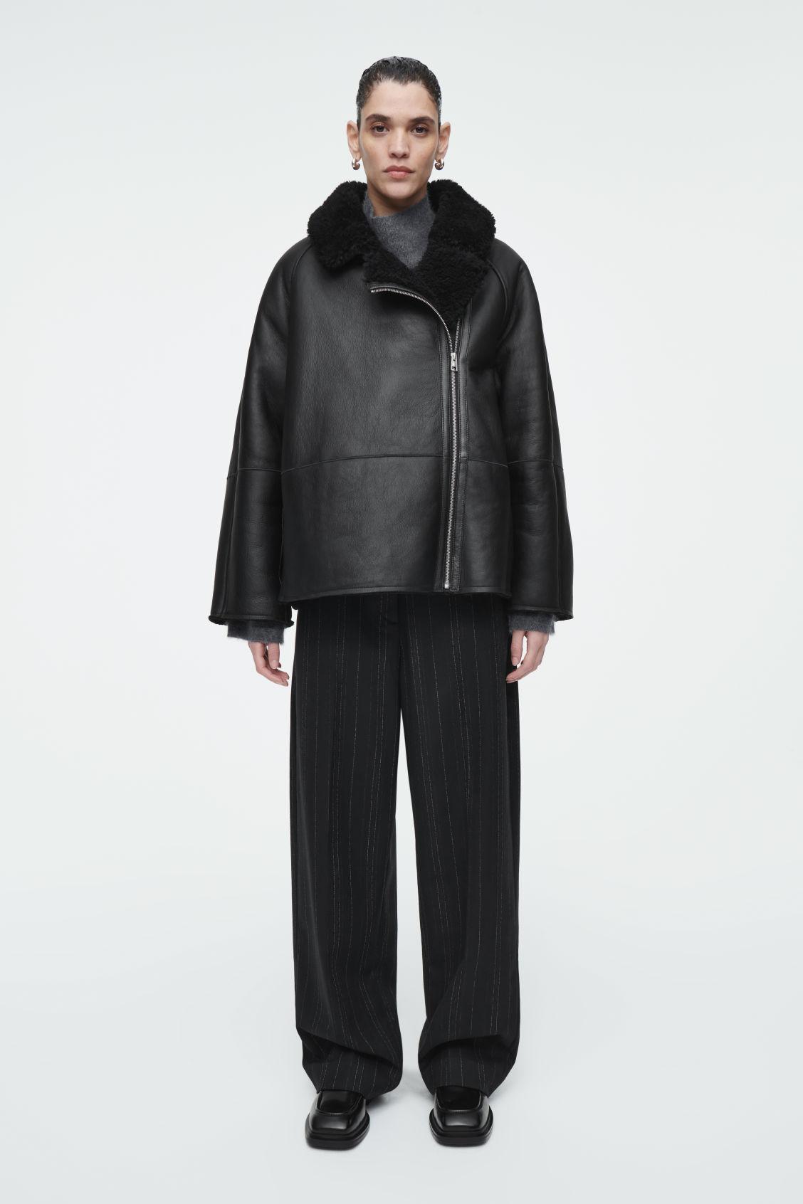OVERSIZED SHEARLING AVIATOR JACKET Product Image