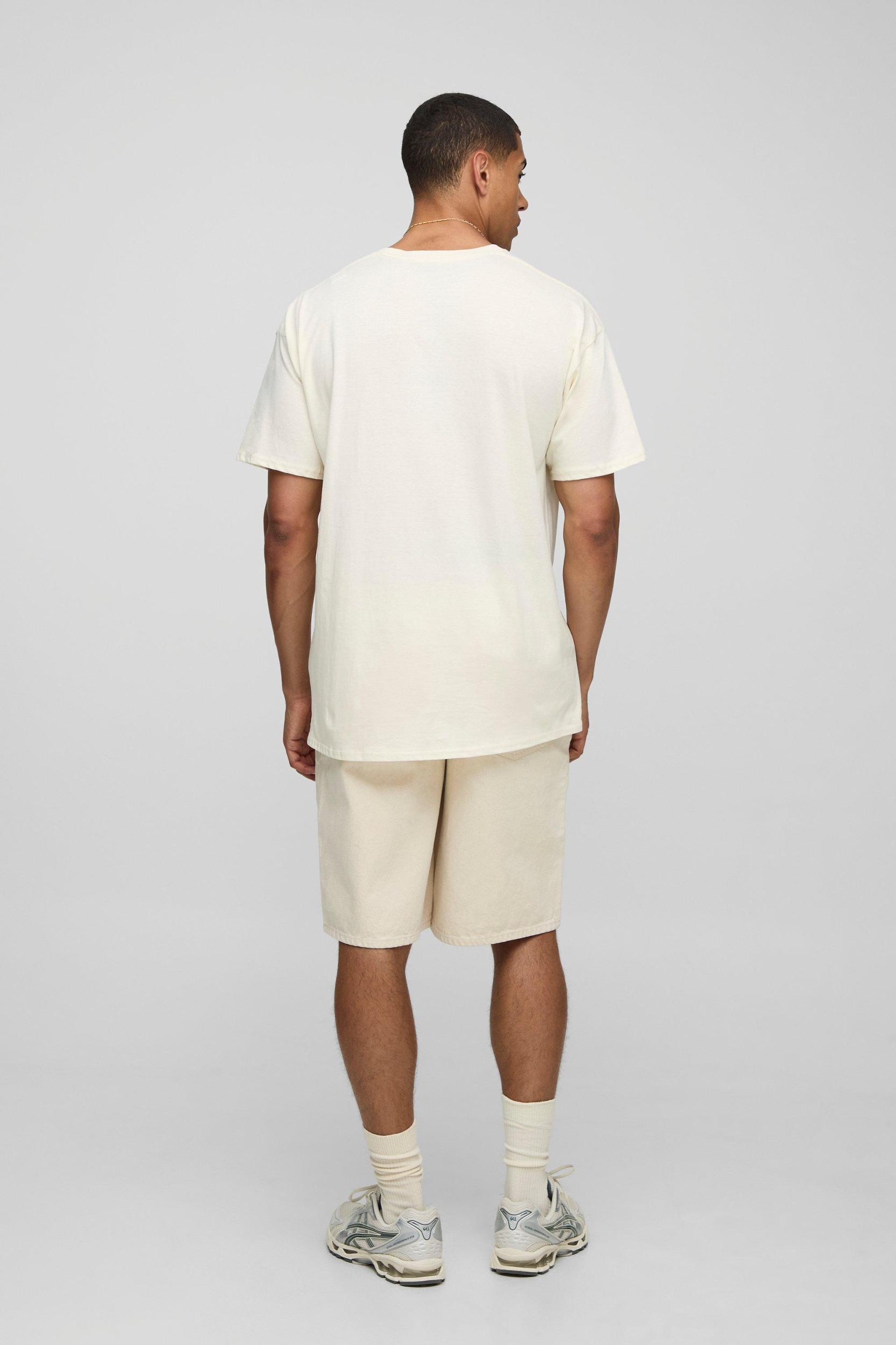 Ecru Oversized Cherry Blossom Landscape T-Shirt | boohooMAN USA Product Image